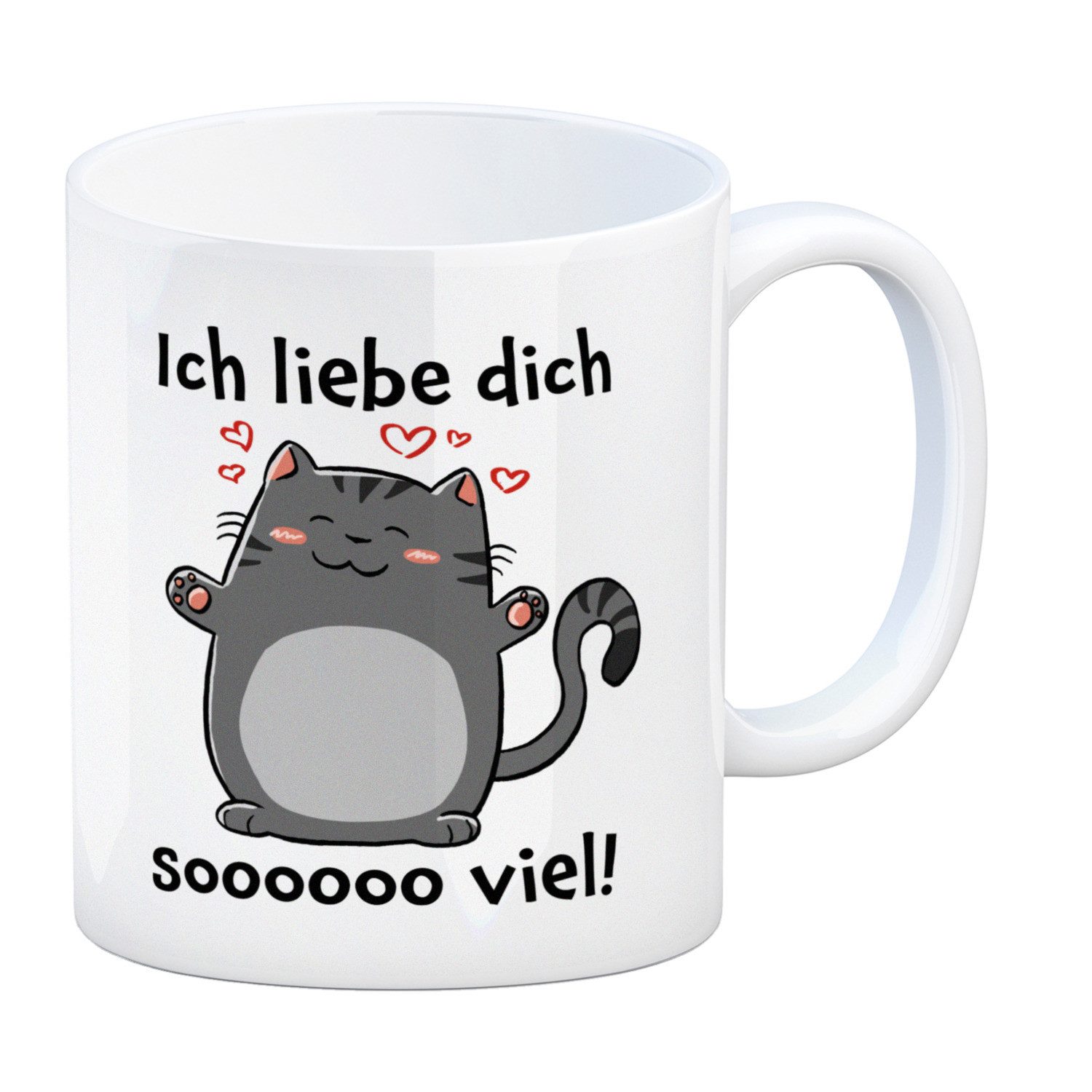 Tasse Ich liebe dich soooooo viel Kaffeebecher mit niedlicher Katze