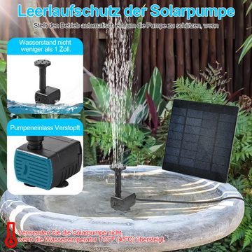 Clanmacy Solarpumpe 1.2W Springbrunnen 7V Solar Teichpumpe für Garten und Terrassenbrunnen