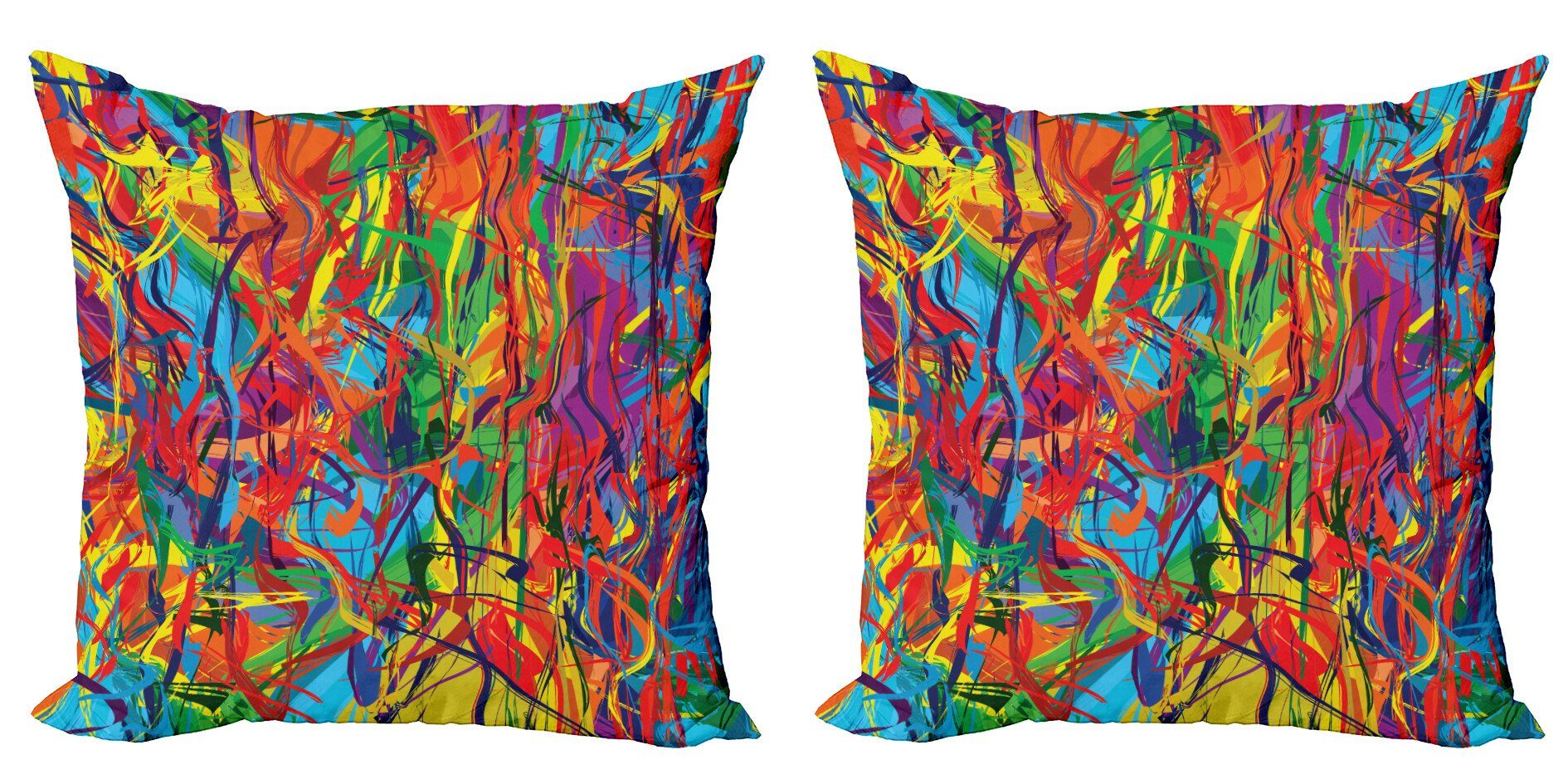 Kissenbezüge Modern Accent Doppelseitiger Digitaldruck, Abakuhaus (2 Stück), Modern Regenbogen-Muster Circled | Kissenbezüge