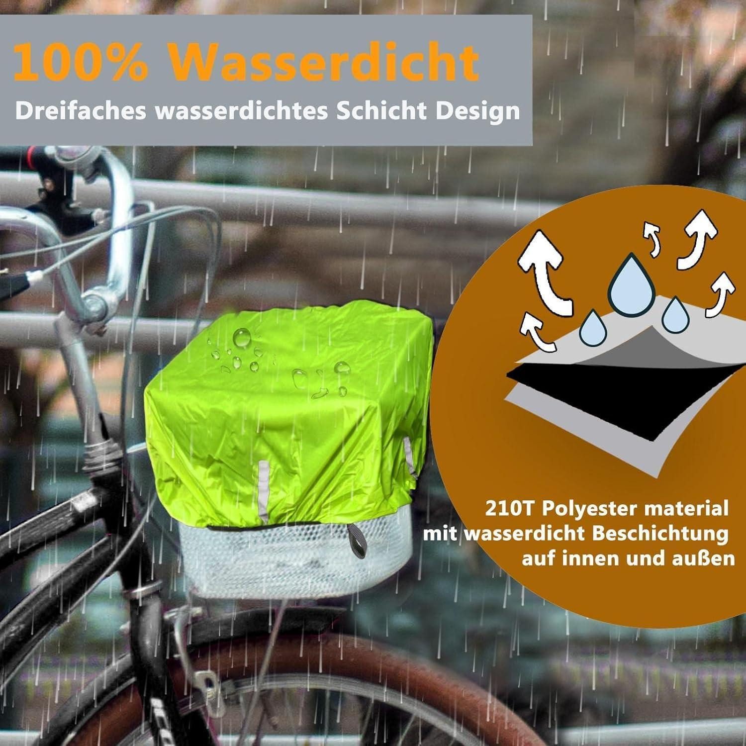 LuxusKollektion Abdeckhaube Korbabdeckung Fahrrad wasserdicht Neon Gelb Einheitsgröße – Bild 3 von 5