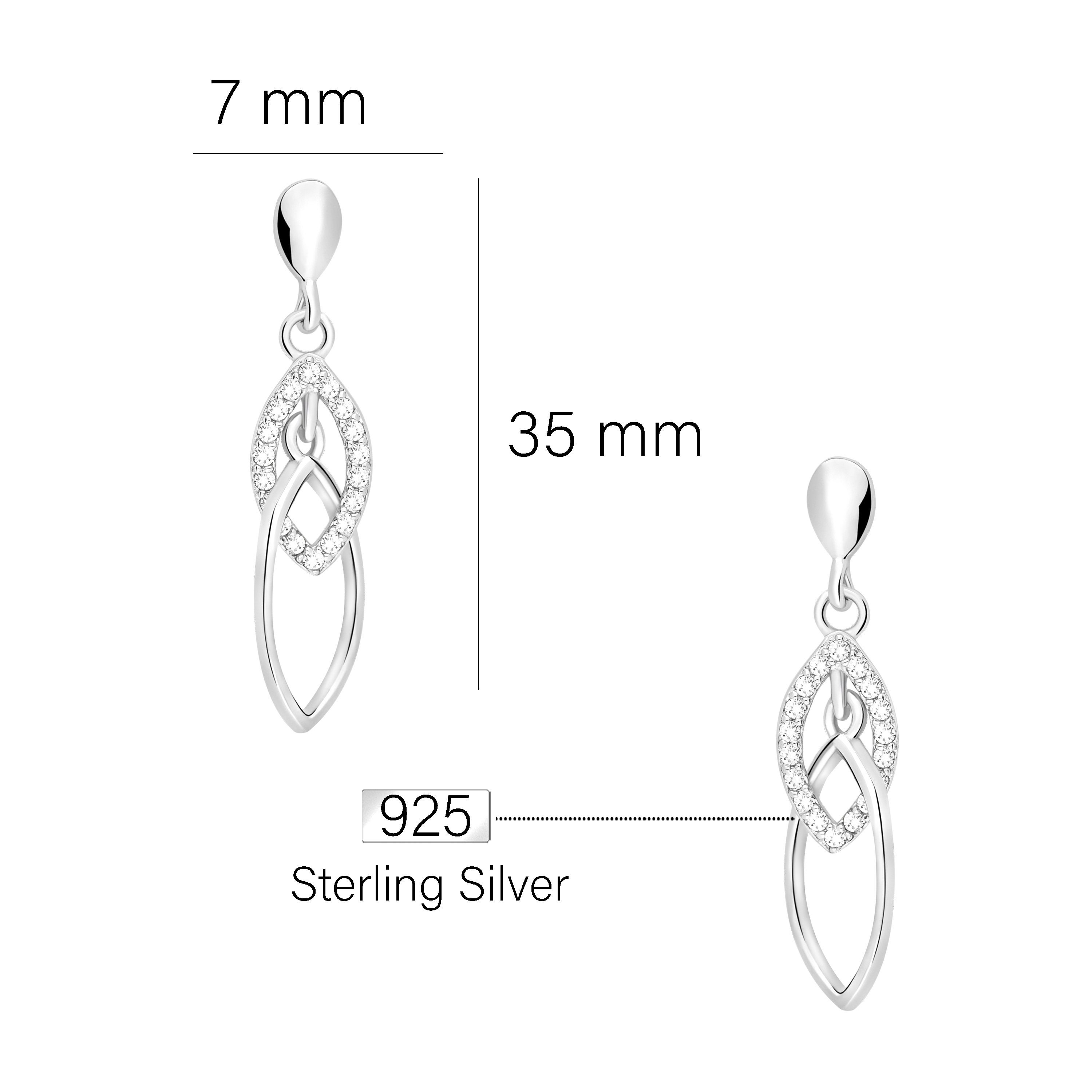 Sofia Milani Paar Ohrstecker Oval, 925 Silber Damen Schmuck - E0543