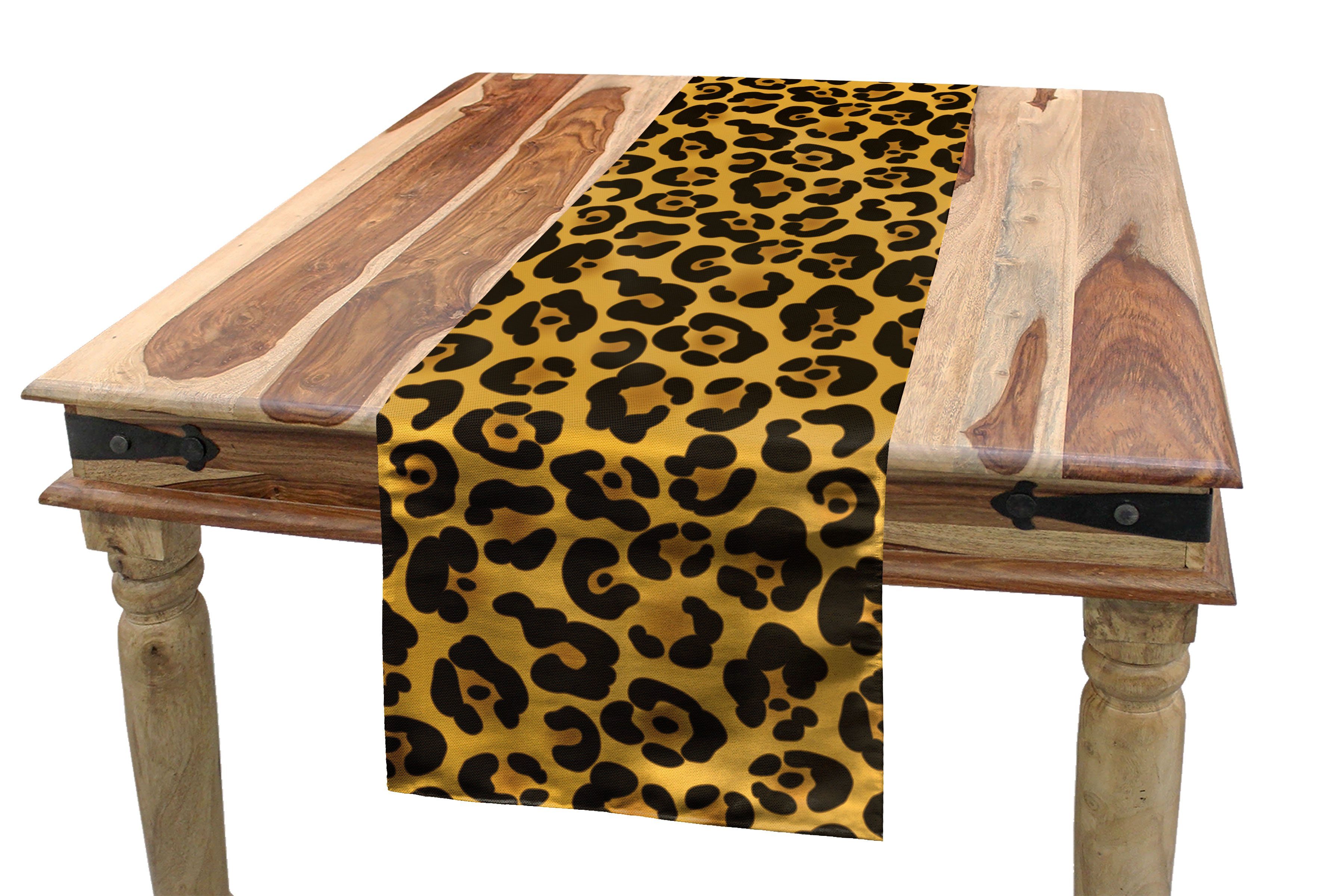 Natürliche Tierhaut Tischläufer Küche Esszimmer Abakuhaus Rechteckiger Tischläufer, Leopard-Druck Dekorativer