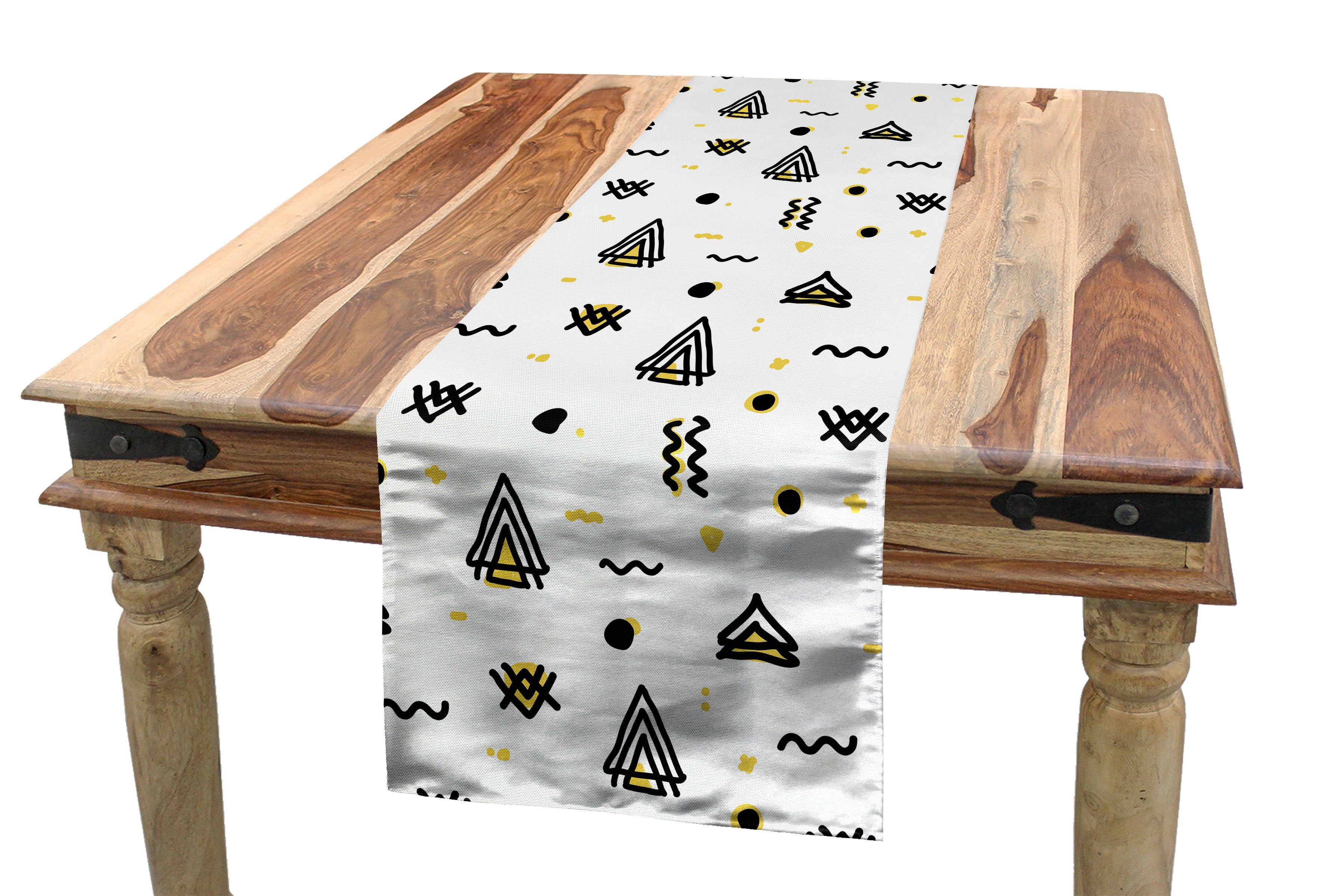 Abakuhaus Tischläufer Esszimmer Küche Rechteckiger Dekorativer Tischläufer, Stammes Zusammenfassung Gebogene Stripes