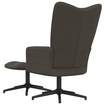 furnicato Sessel Relaxsessel mit Hocker Dunkelgrau Samt