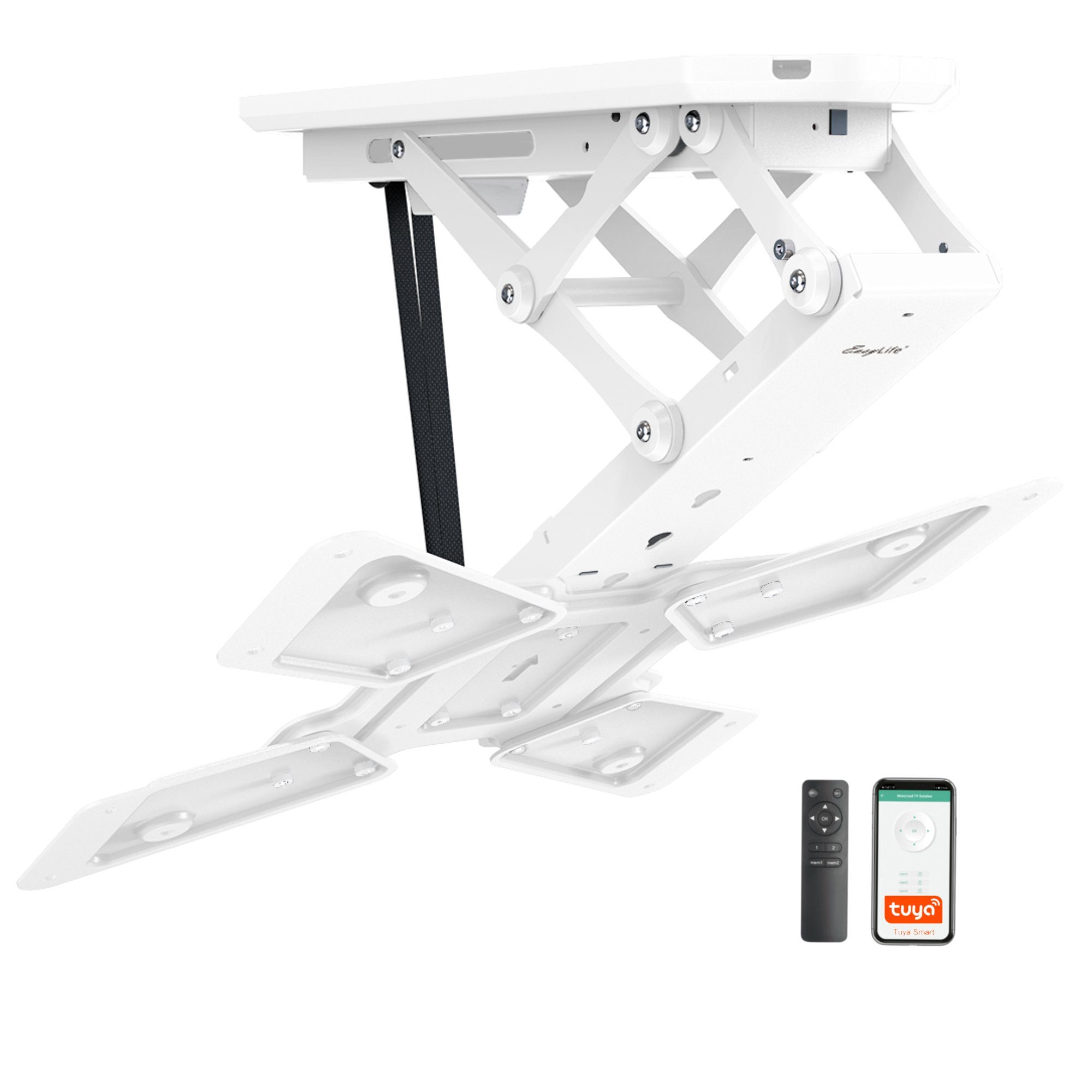 EasyLife TV-Deckenhalterung TV Deckenhalter elektrisch schwenkbar 23-55 Zoll, VESA 400x400 (weiß), (bis 55 Zoll)