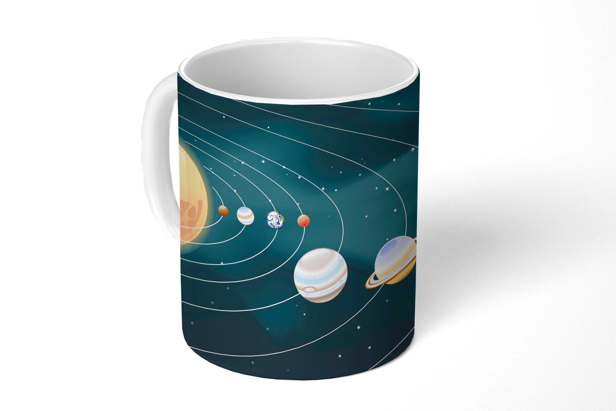 MuchoWow Tasse Eine Illustration des Sonnensystems mit den Planeten, Keramik, Kaffeetassen, Teetasse, Becher, Teetasse, Geschenk