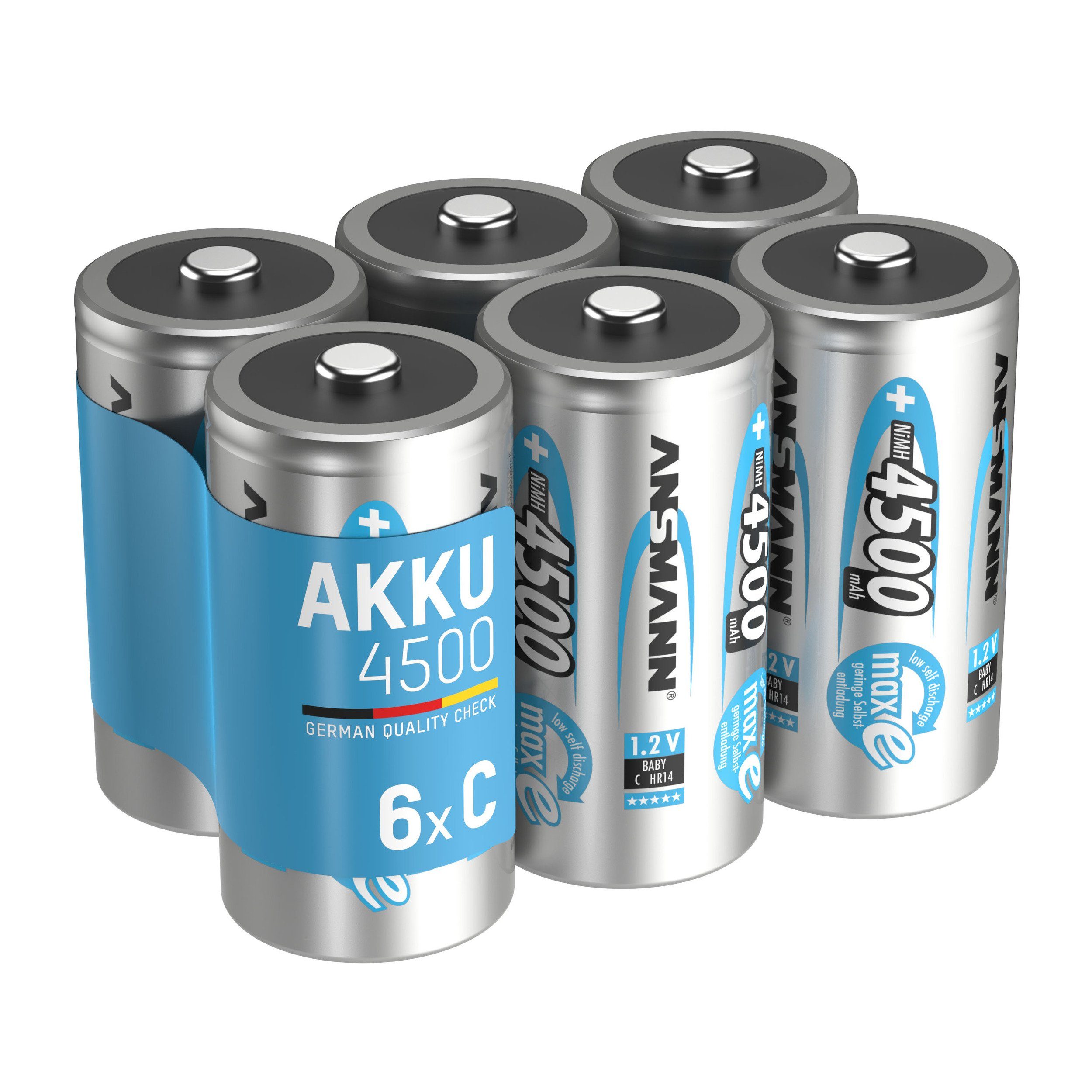 ANSMANN® Akku C 4500mAh Baby NiMH 1,2V – 1000x wiederaufladbar (6 Stück) Akku 4500 mAh (1.2 V)