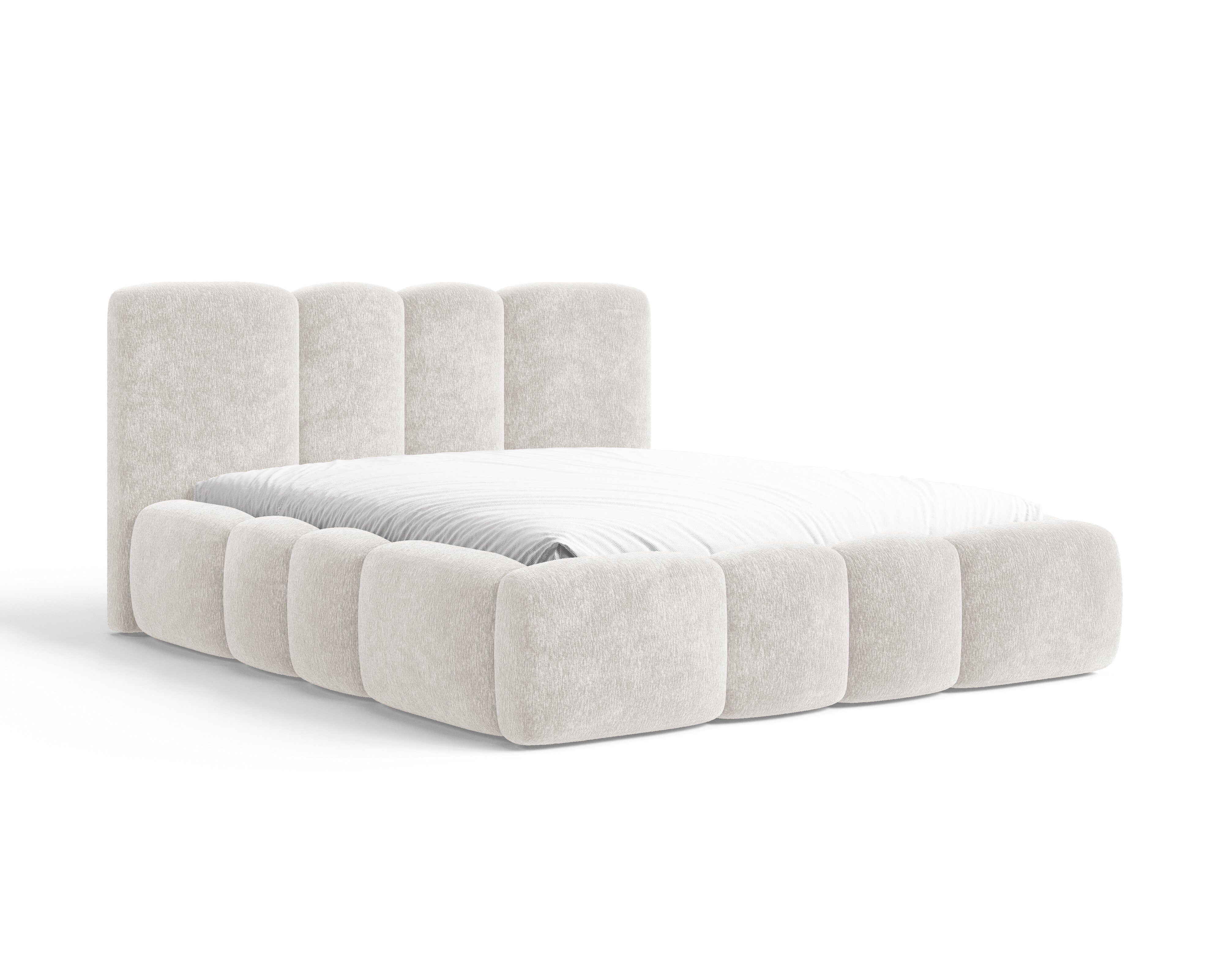 MOEBLO Polsterbett 26 Wolke (mit Stauraum und Metallrahmen und Lattenrost Wolkenbett aus Chenille Strukturstoff - 160 x 200), - (BxHxT): 168/188/208 x 100 x 230 – Bild 5 von 5