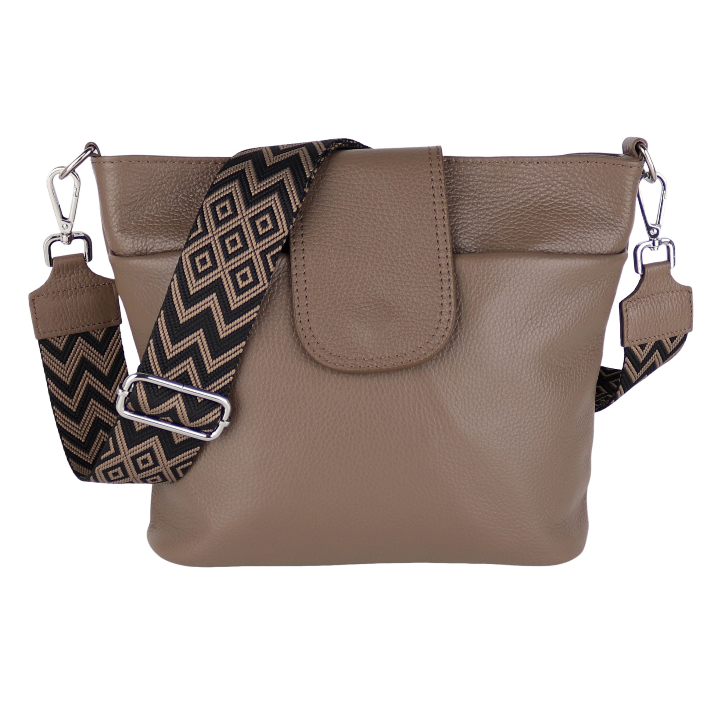 MIRROSI Umhängetasche Damen, Crossbody Bag, Echtleder Made in Italy (1 Tasche mit 1 oder 2 Gurte), verstellbaren Schulterriemen), 30x24,50x9cm (BXHXT) viel Stauraum