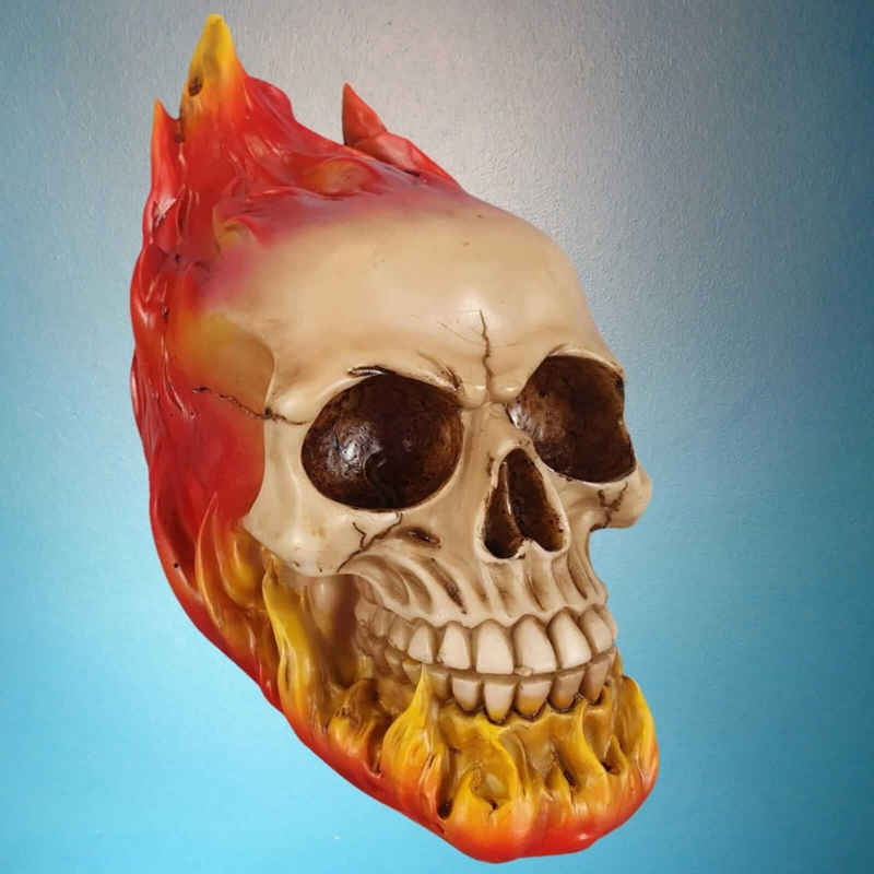 Vogler Dekofigur Totenkopf Figur in Flammen 15 cm