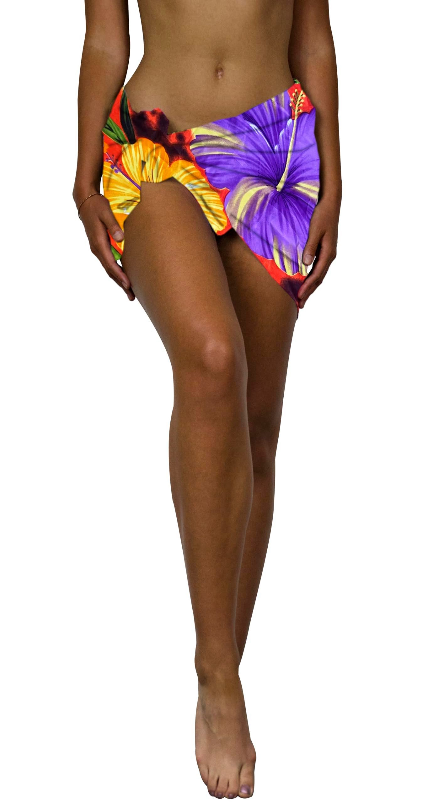 King Kameha Sarong Big Flower Funky Hawaii-Sarong Pareo Cover-Up Strand Damen Bikini, Pareo Cover-Up