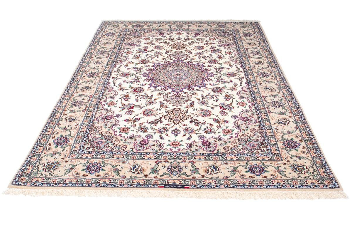 Isfahan rechteckig, 152x227 6 Orientteppich, Höhe: Handgeknüpfter Orientteppich Trading, mm Seidenkette Nain