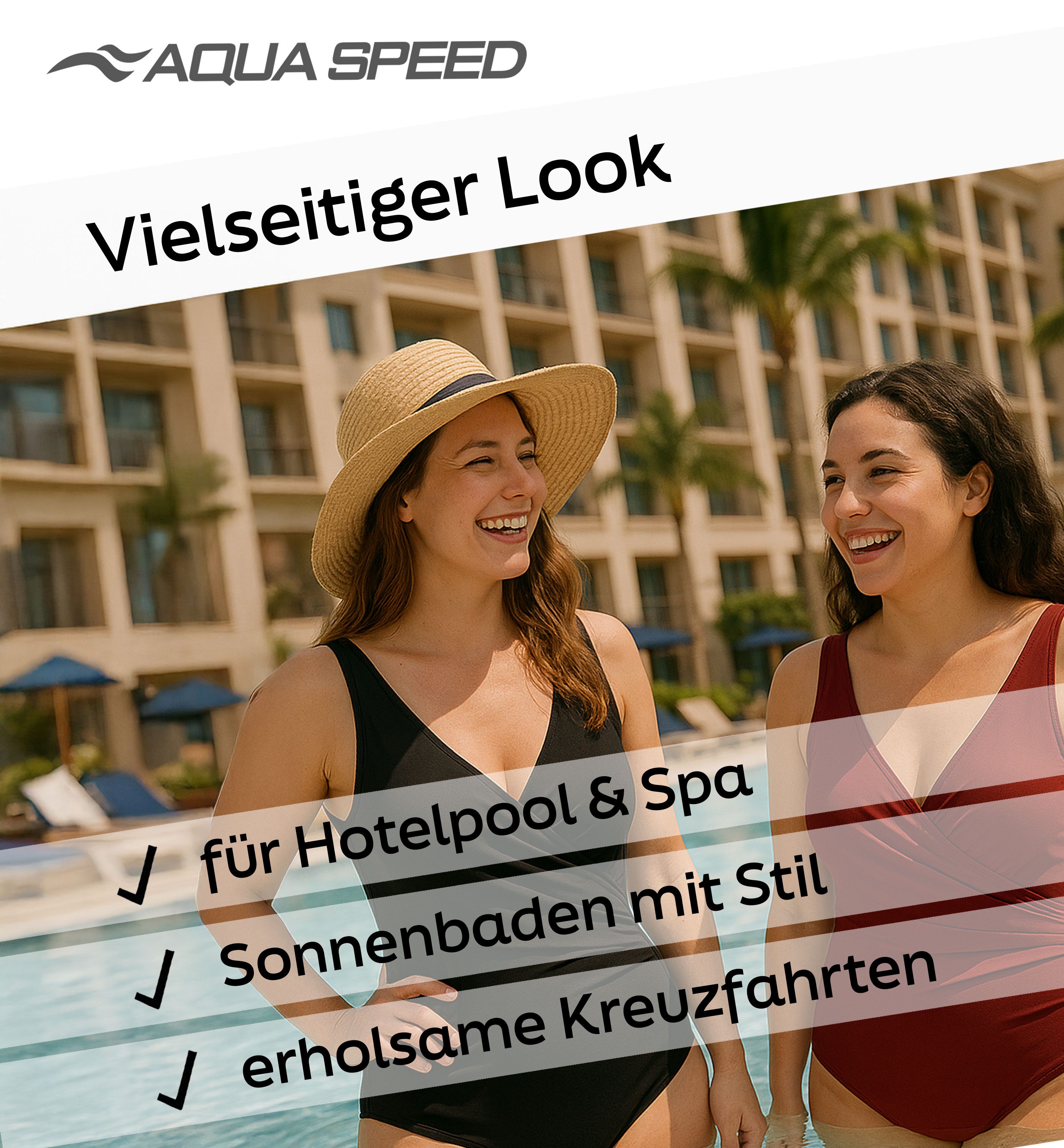 Aqua Speed Schwimmanzug Figur schmeichelnder Andrea Badeanzug mit kl. Handtuch (super bequemer Schwimmanzug)