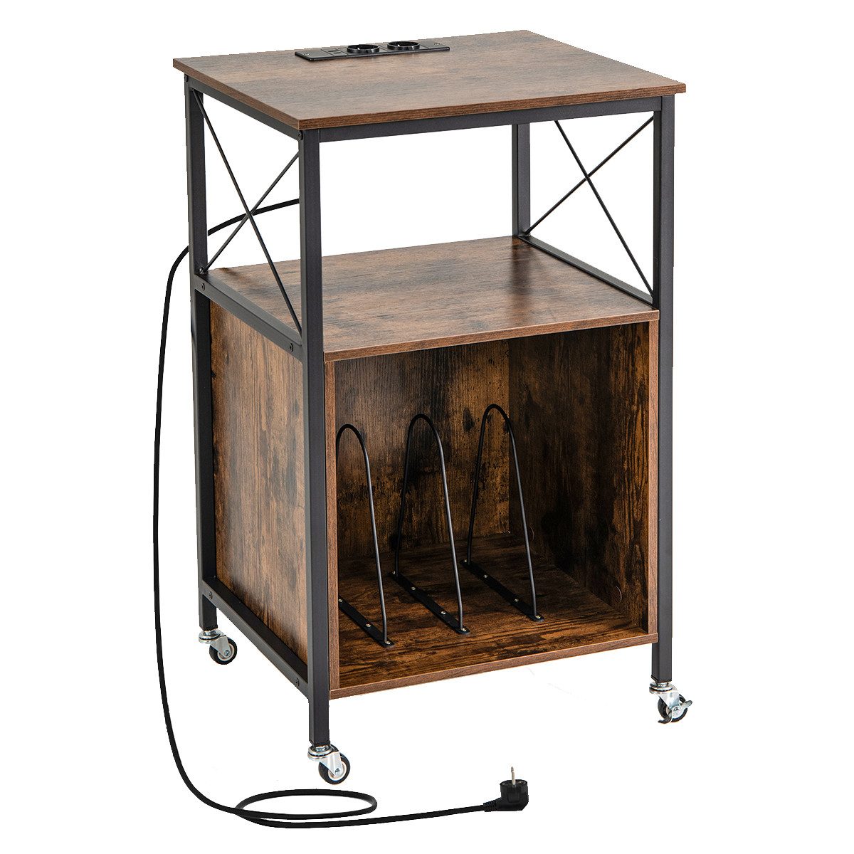 COSTWAY Nachttisch, Schallplattenständer mit integrierter Ladestation günstig online kaufen