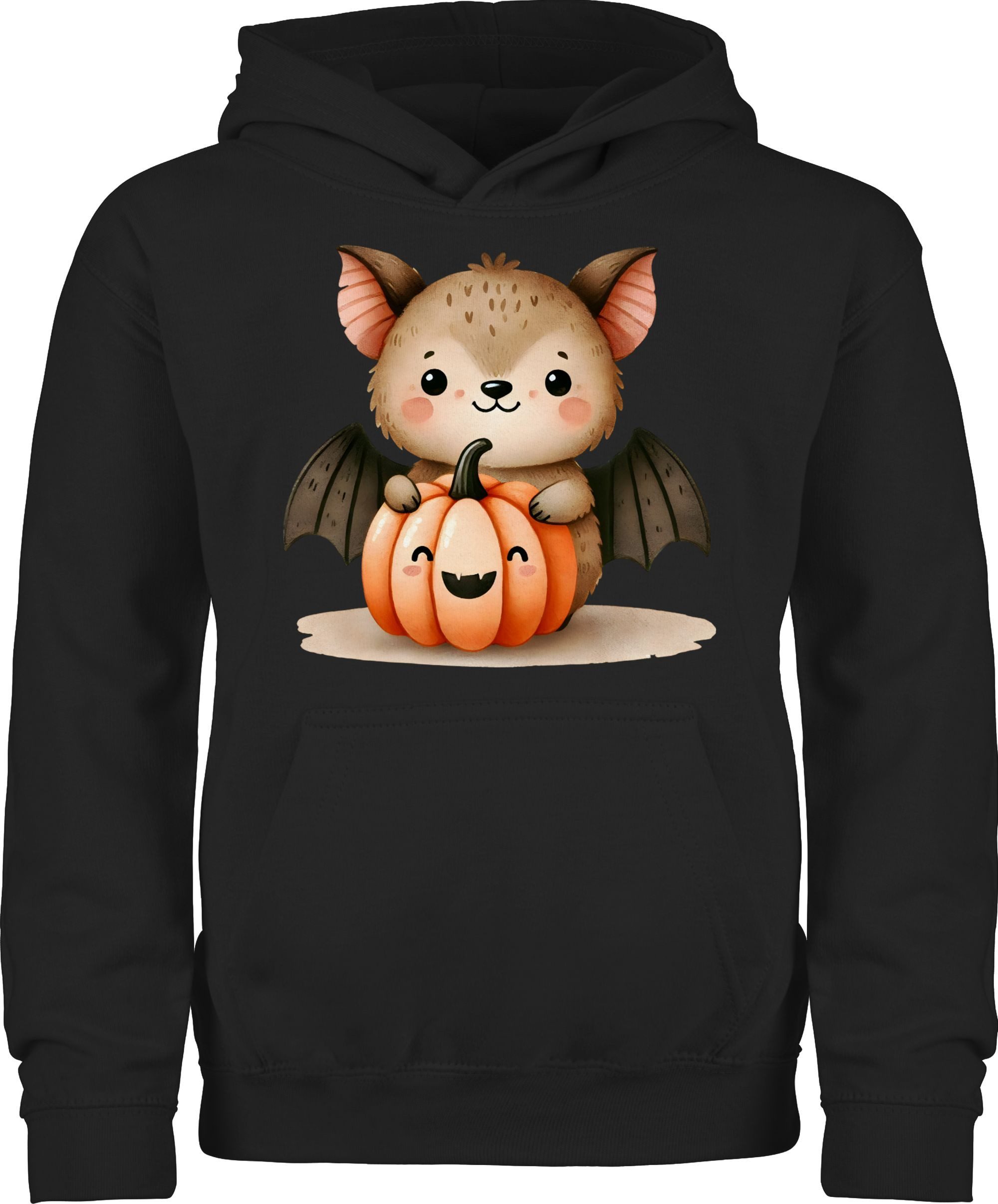 Shirtracer Hoodie Süße Fledermaus mit Kürbis, Herbstliches und niedliches Motiv, Hallo Halloween Kostüme für Kinder