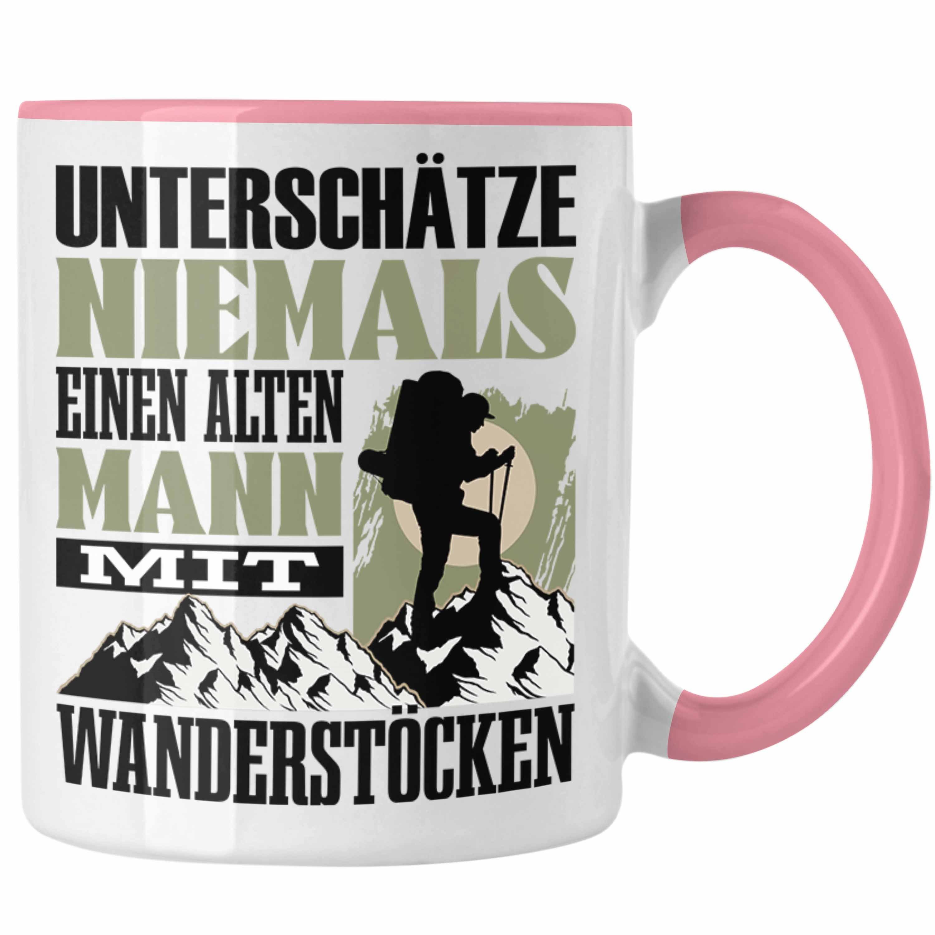 Trendation Tasse Wander Tasse Geschenk für Wanderer Lustiger Spruch Unterschätze Niema Rosa