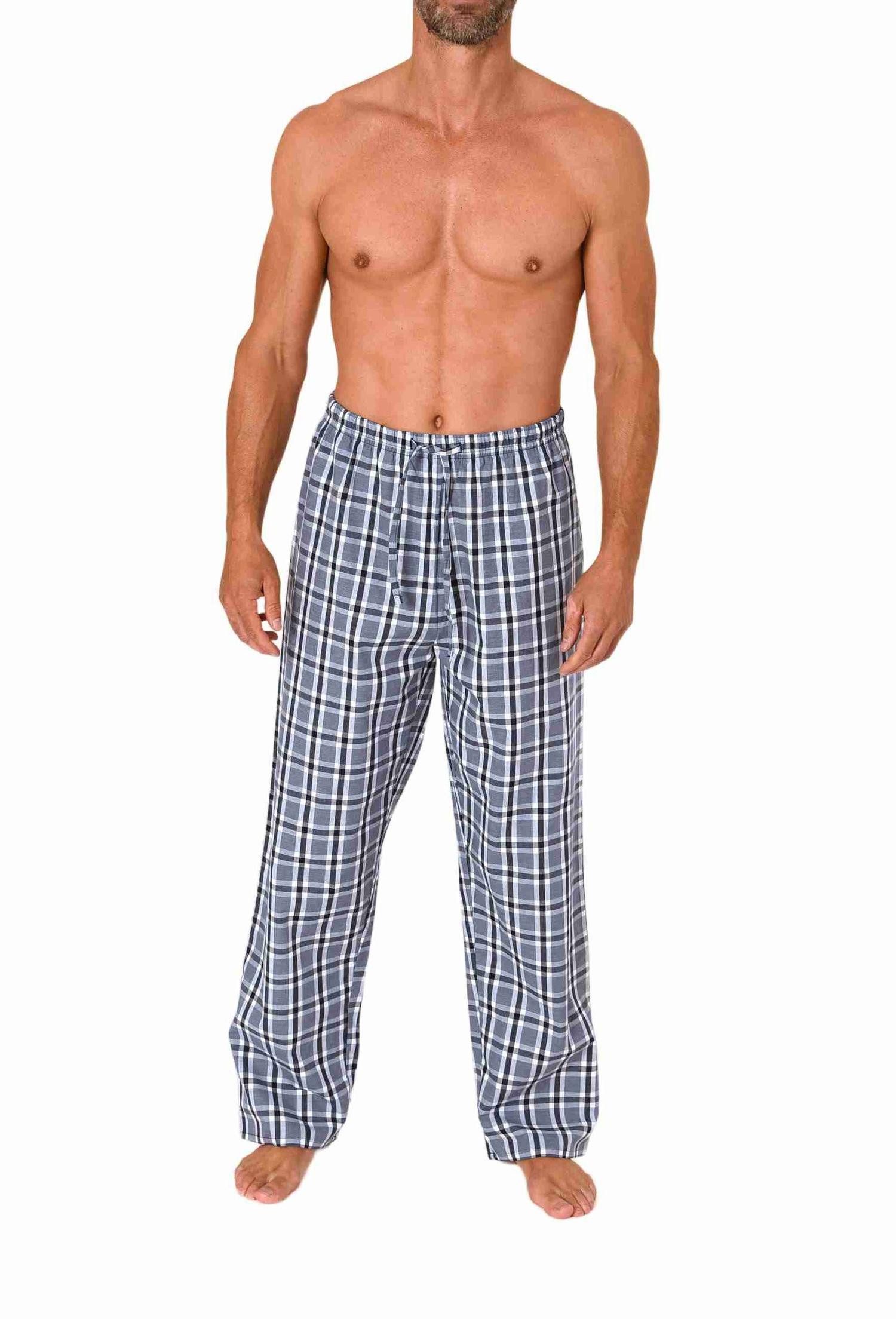 Normann Pyjama Herren Schlafanzug Hose lang kariert aus Baumwolle günstig online kaufen