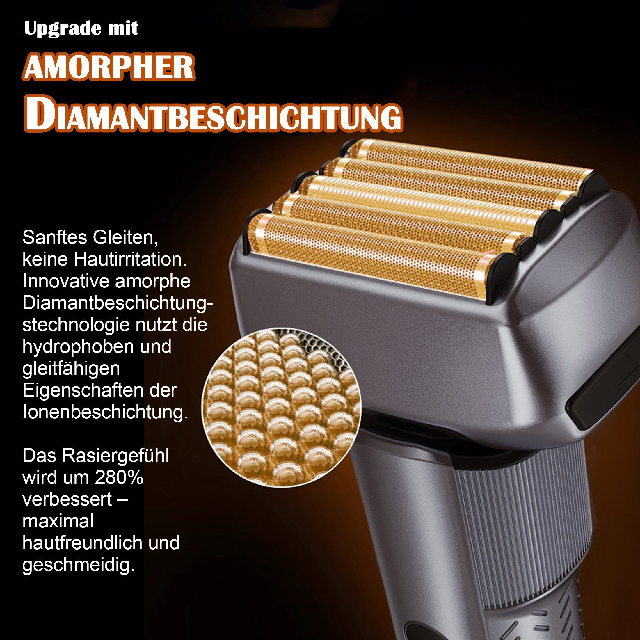 Luckice Elektrorasierer Elektrorasierer für Herren, 5-fach Schneidsystem & Präzisionstrimmer, Folienrasierer nass & trocken wasserdicht,LED-Display,90 Min., fle – Bild 3 von 5