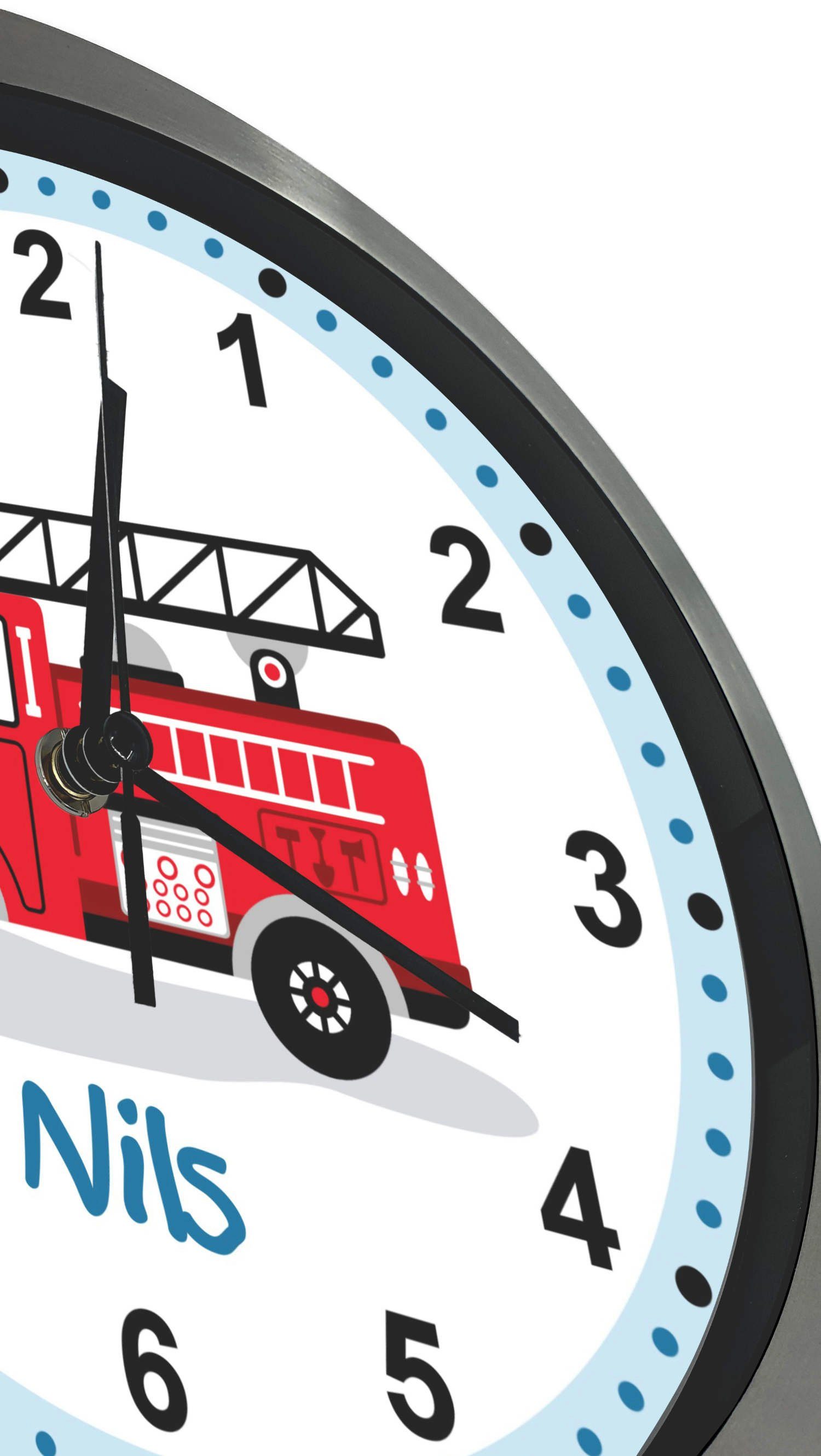 Kinderzimmer CreaDesign Feuerwehr personalisiert Kinder Funkwanduhr Wanduhr