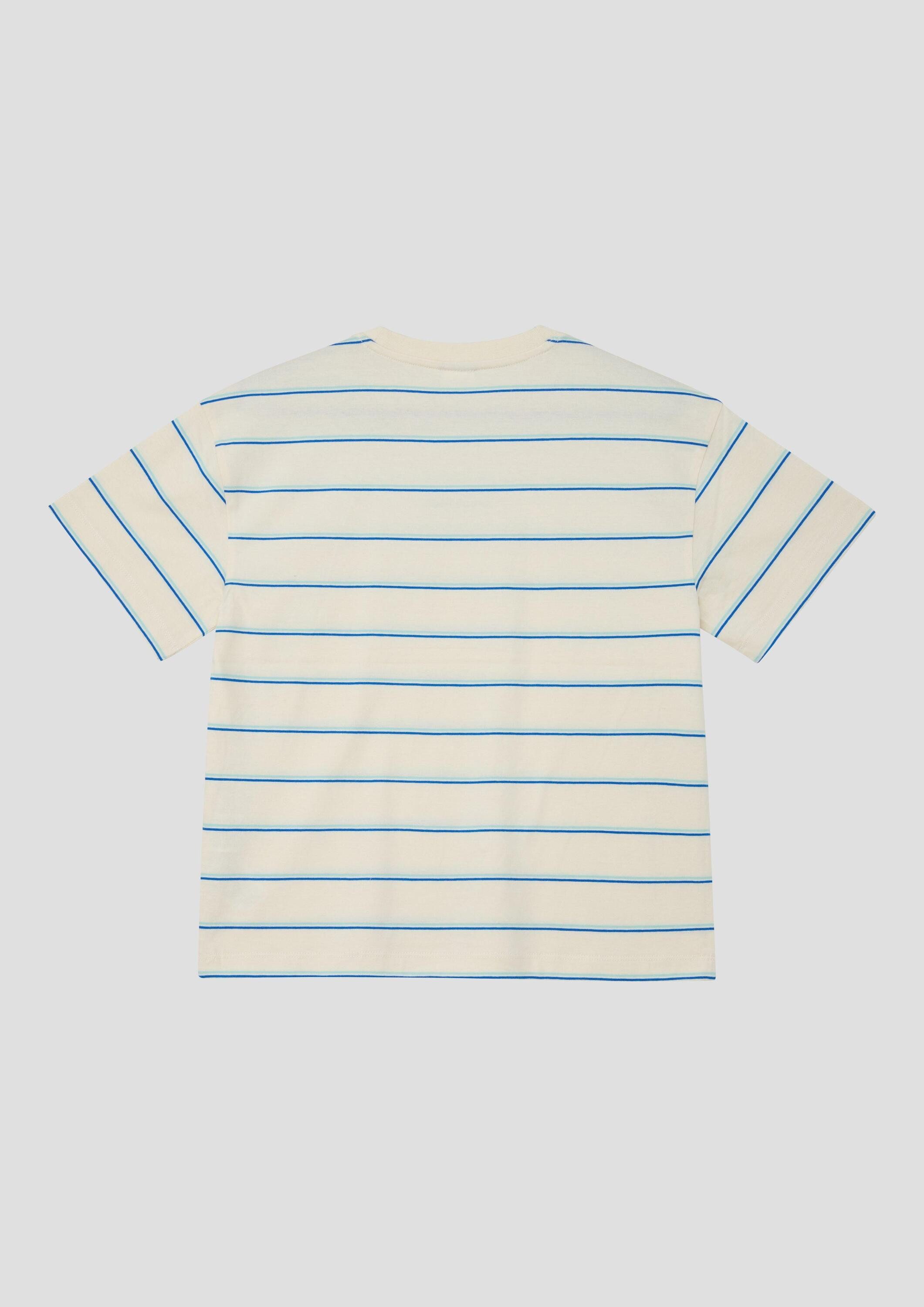 s.Oliver Kurzarmshirt T-Shirt Gestreiftes Oversize T-Shirt mit Stickerei