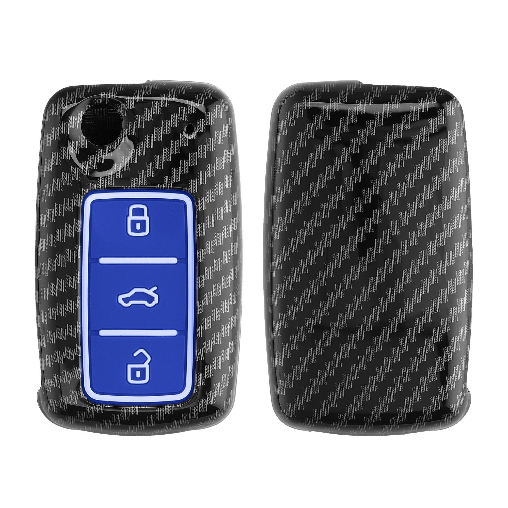 kwmobile Schlüsseltasche Autoschlüssel Hülle für VW Skoda Seat, Hardcover Schutzhülle - Schlüsselhülle Cover Case Blau