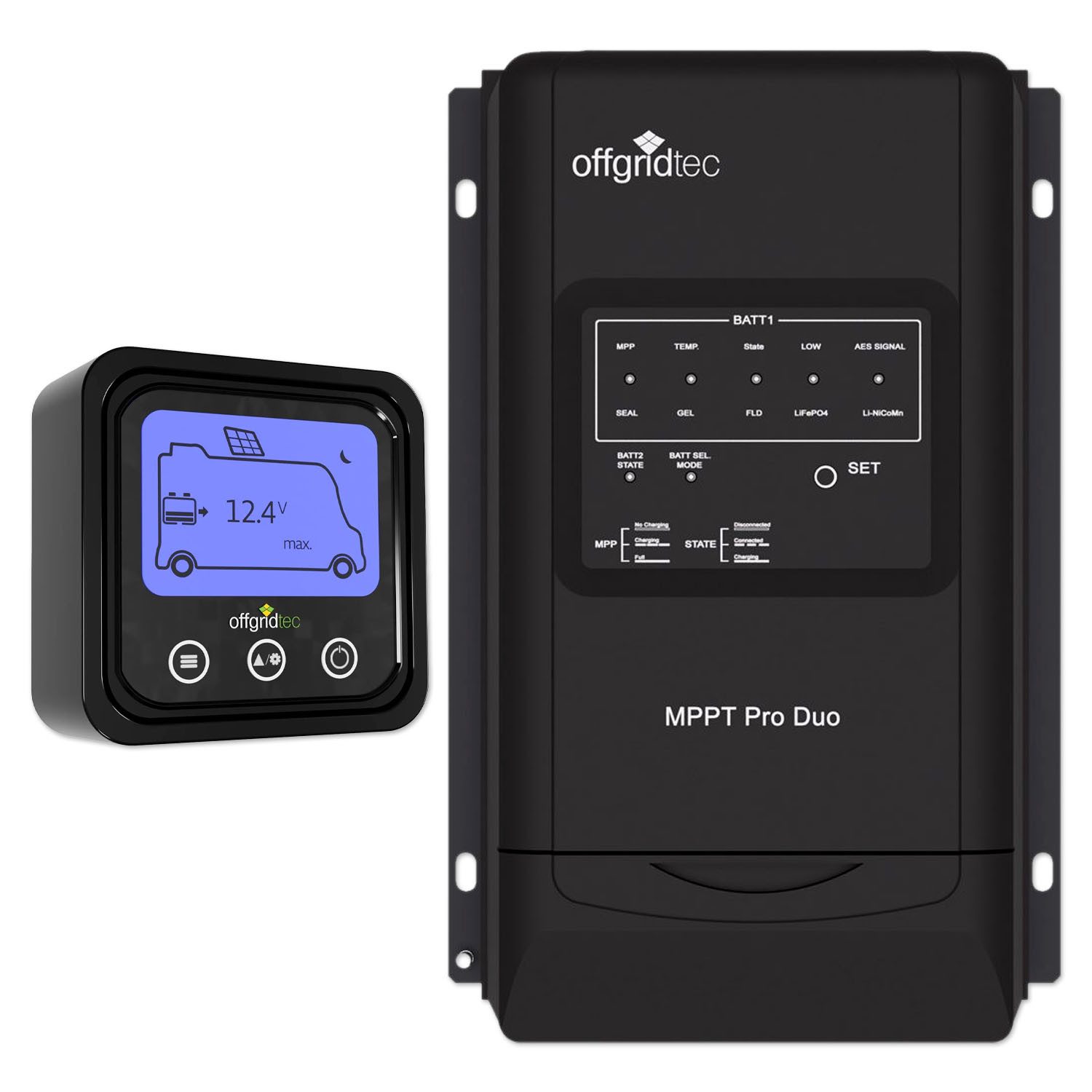 Impulse Innovation Solarladeregler Offgridtec MPPT Pro Duo 30A Solarregler-Set mit Fernanzeige 12/24V