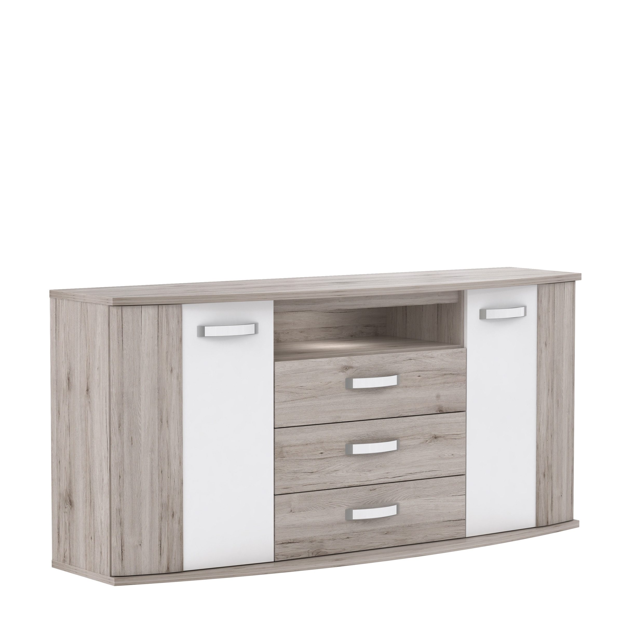 freiraum Hochkommode Rondino, in beige,braun,weiß - 169,6x81,5x47,5cm (BxHxT)