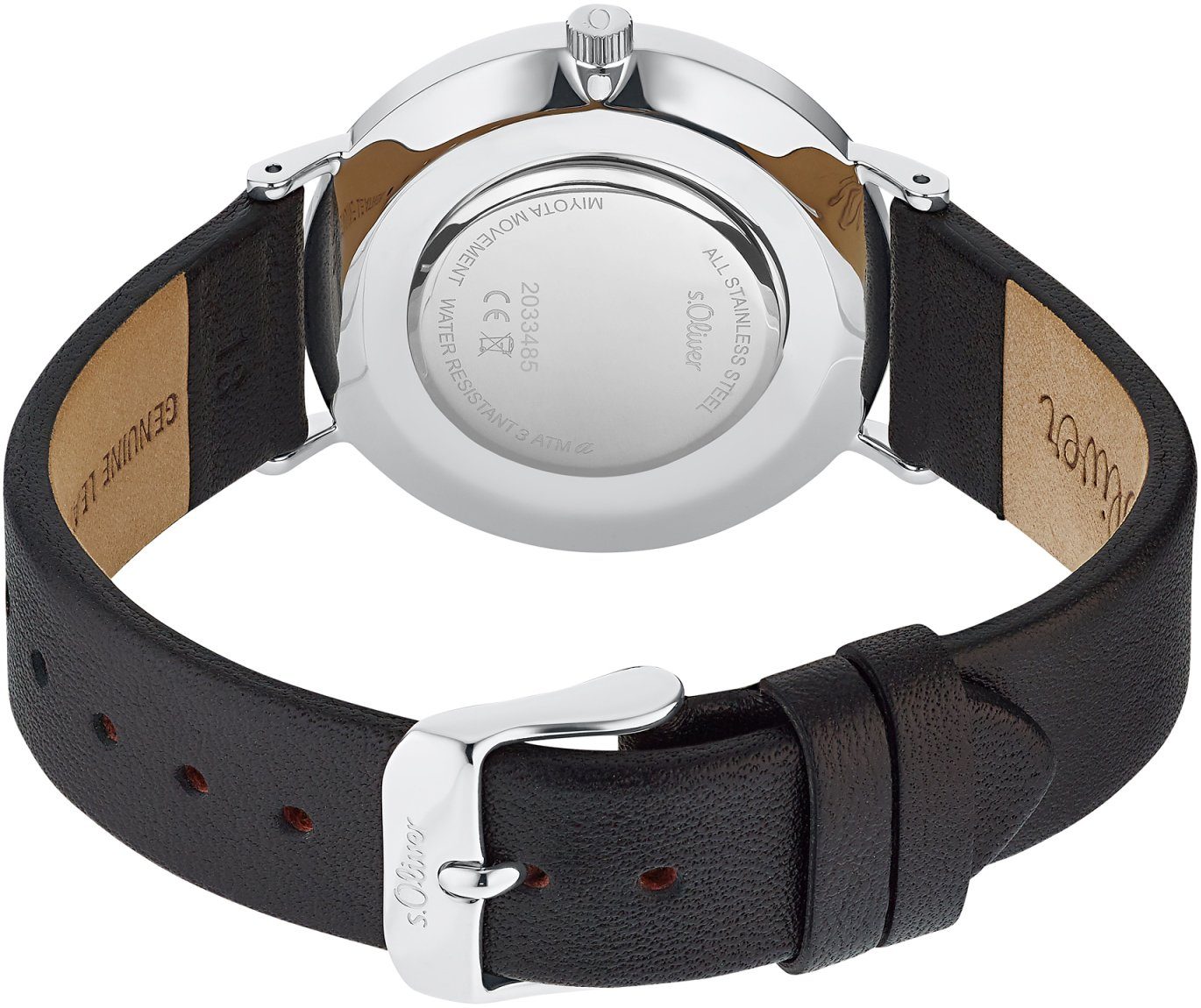 s.Oliver Quarzuhr 2033485, Armbanduhr, Damenuhr, analog, Lederarmband günstig online kaufen