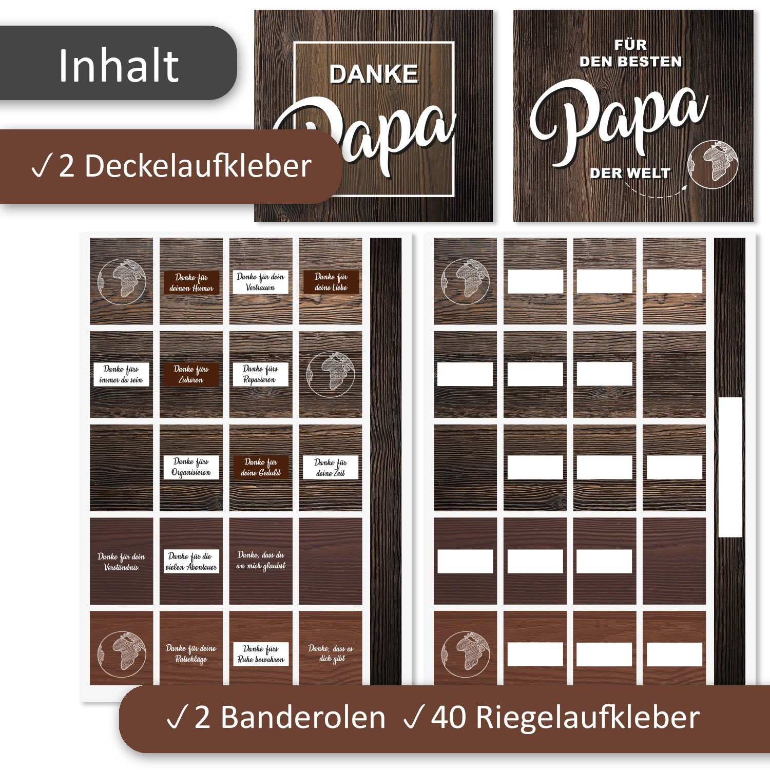 younikat Aufkleber Aufkleber-Set für Merci Schokolade mit vorgedruckten Aufklebern I