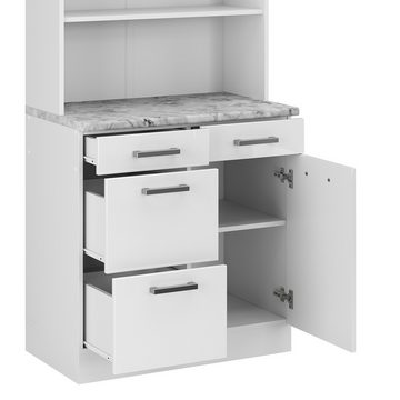 Vicco Küchenzeile R-Line, Weiß Hochglanz, 80 cm mit Arbeitsplatte