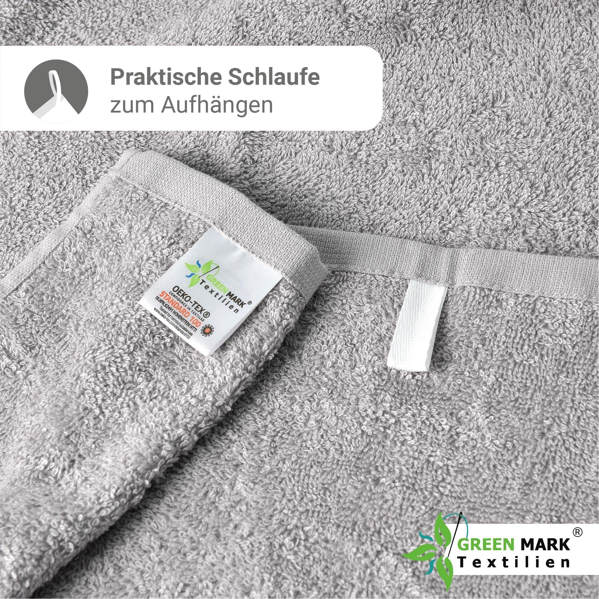 NatureMark Handtuch Set 8 tlg. Frottier Handtuch-Set, 100% Baumwolle (8-St), 4X Gästetücher, 2X Handtücher, 2X Duschtücher, Silber grau – Bild 4 von 5