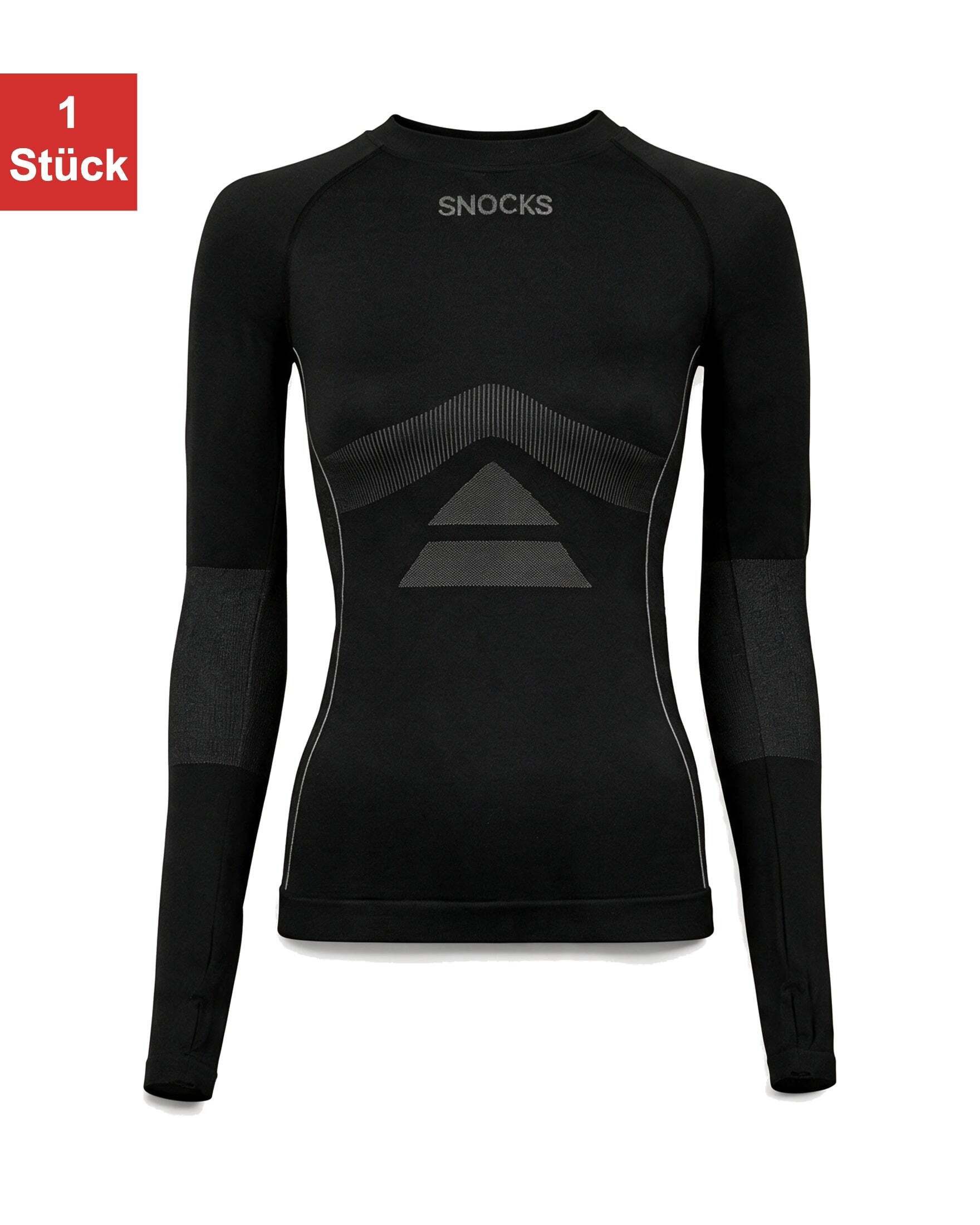 SNOCKS Funktionsunterhemd Thermo Langarmshirt für Damen Thermounterwäsche (1 Stück, 1-St) mit integrierten Daumenlöchern und Raglan-Schnitt