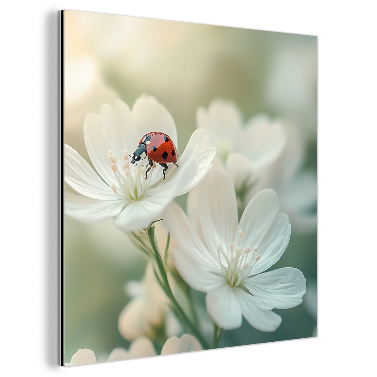 MuchoWow Metallbild Marienkäfer - Blumen - günstig online kaufen