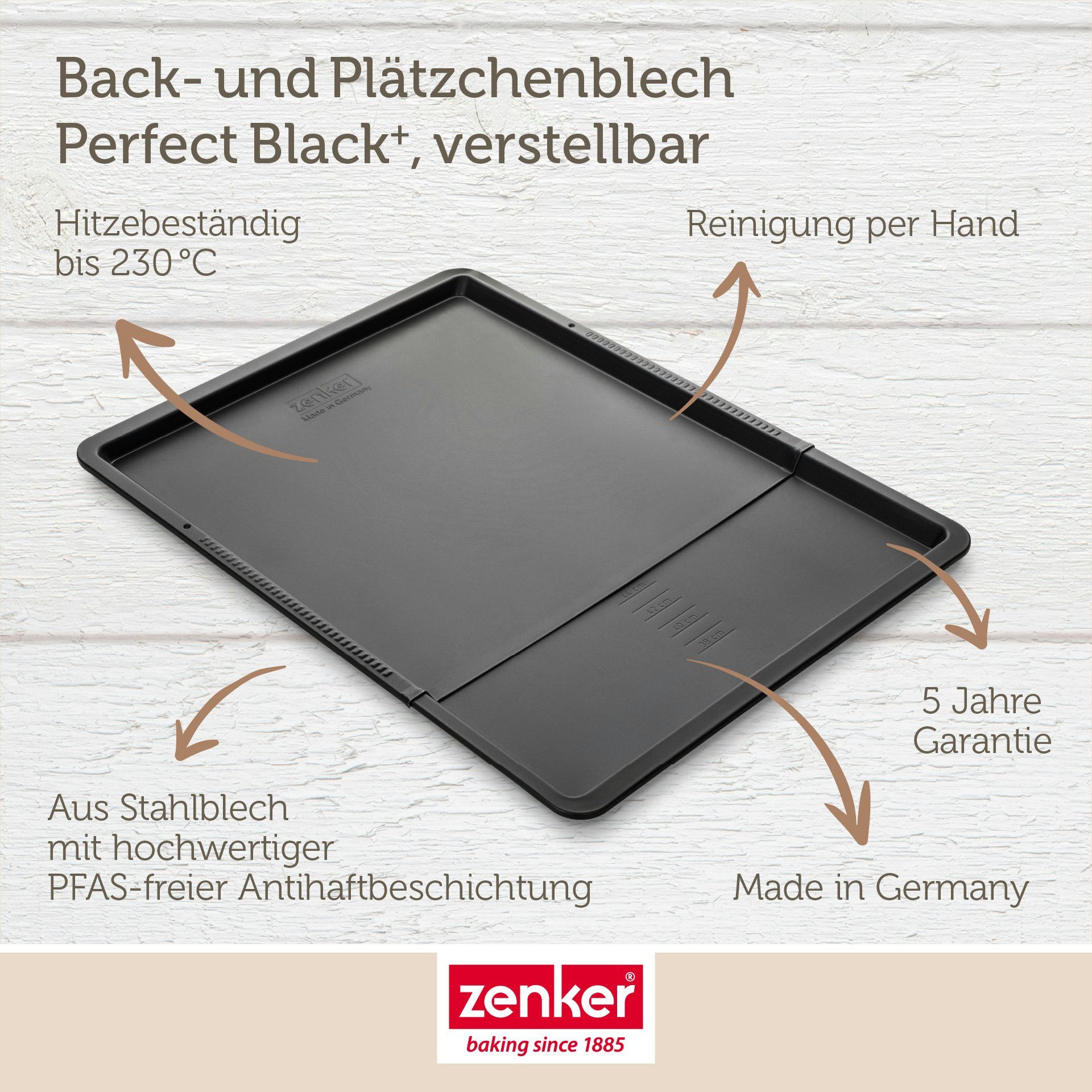 Zenker Backblech Back- und Plätzchenblech, verstellbar, Antihaftbeschichtet
