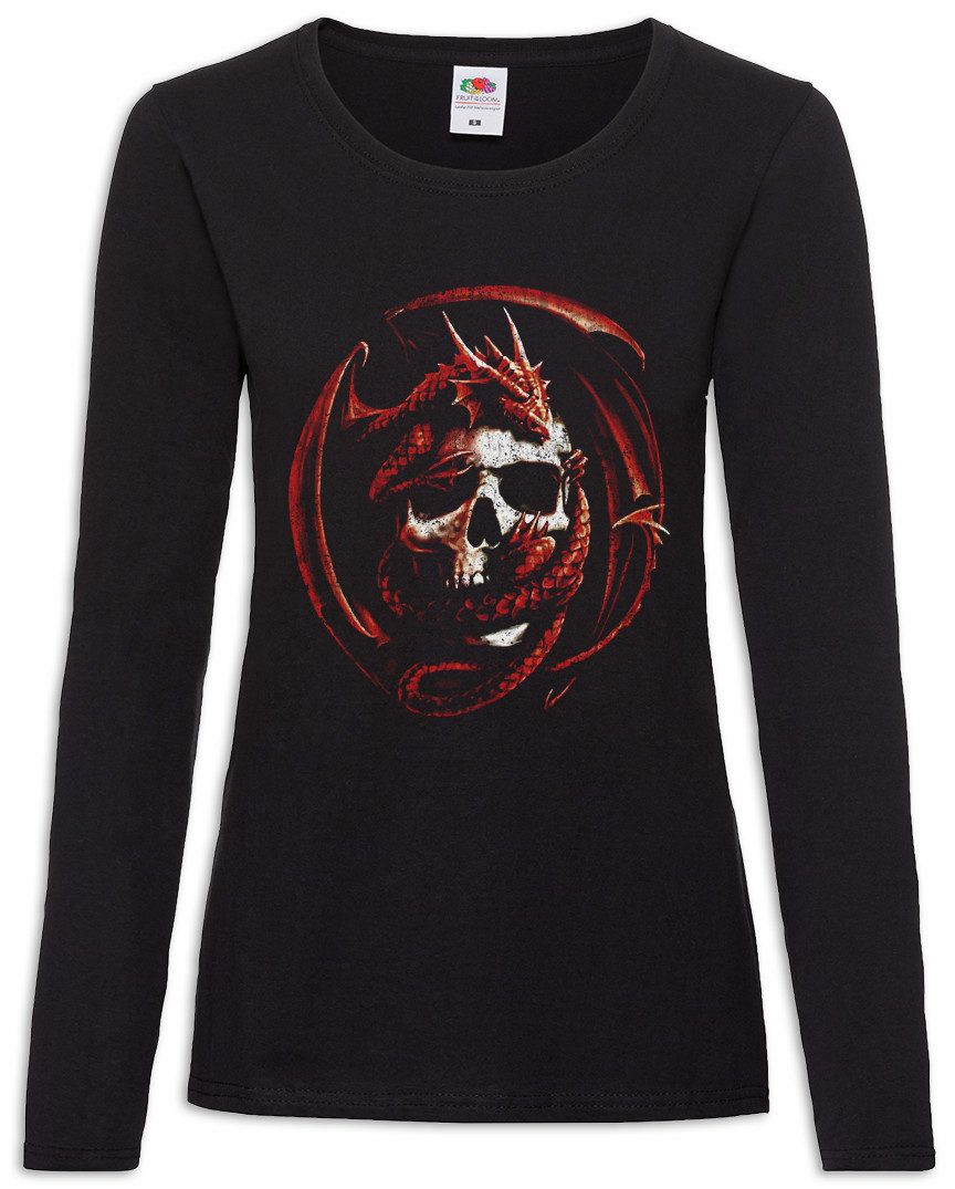 Langarmshirt Skull & Dragon Damen Langarmshirt Fantasy Drache Larp Dungeons Dragons