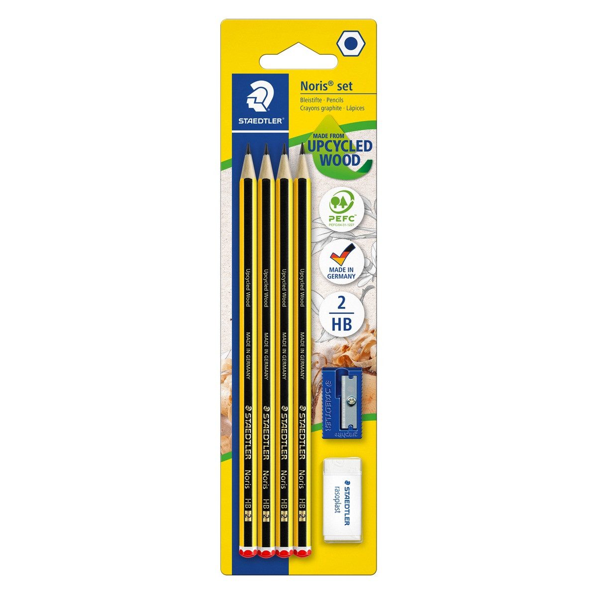 STAEDTLER Bleistift STAEDTLER Noris Bleistifte HB mit Radierer und Spitzer 4 Stück
