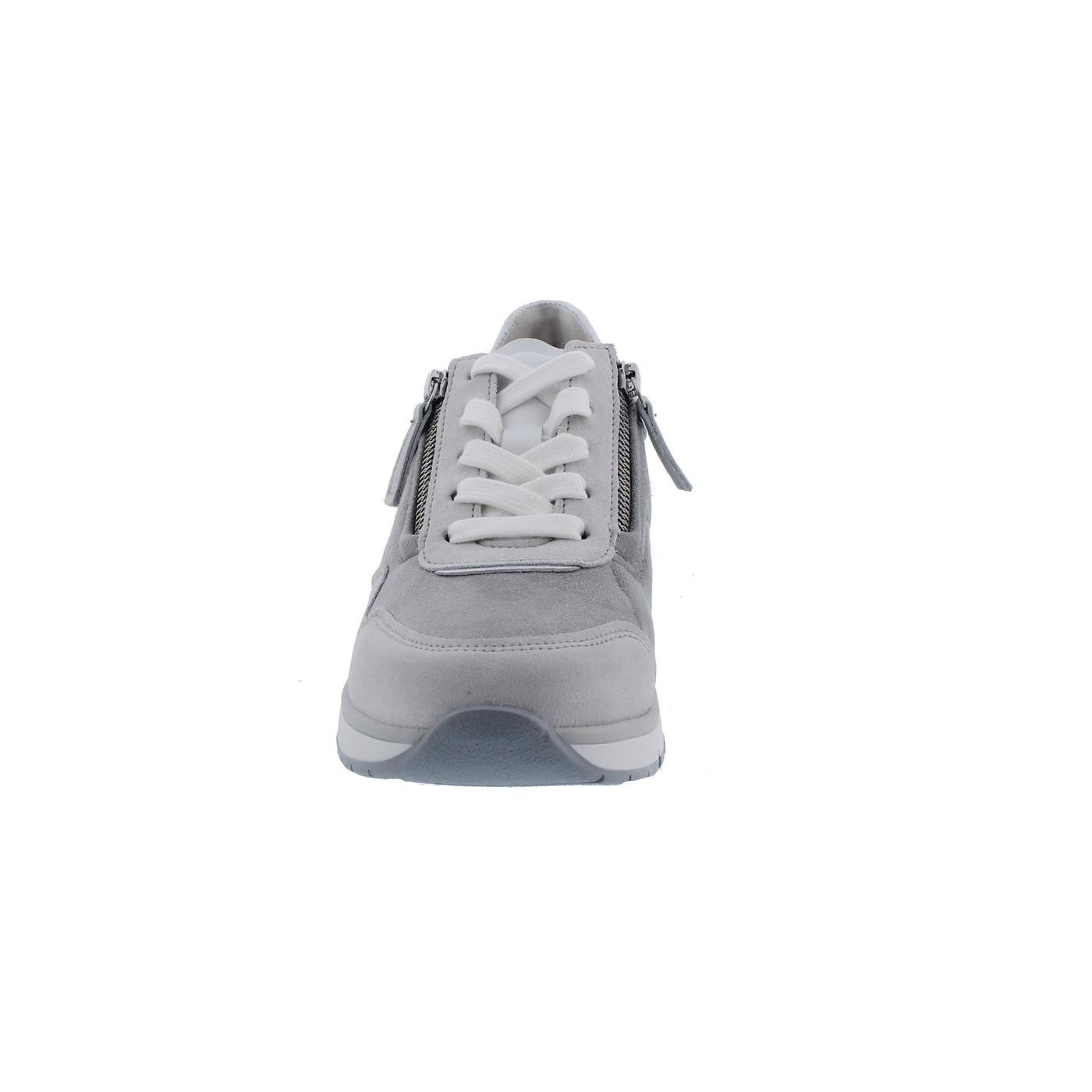 Gabor Gabor-Comfort Sneaker, Stretch / Velour / Met., fumo white silber, Wei Schnürschuh