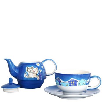 Mila Teekanne Mila Keramik Tee-Set- Tea for One NachtKatzen, 0,4 l, (Set)