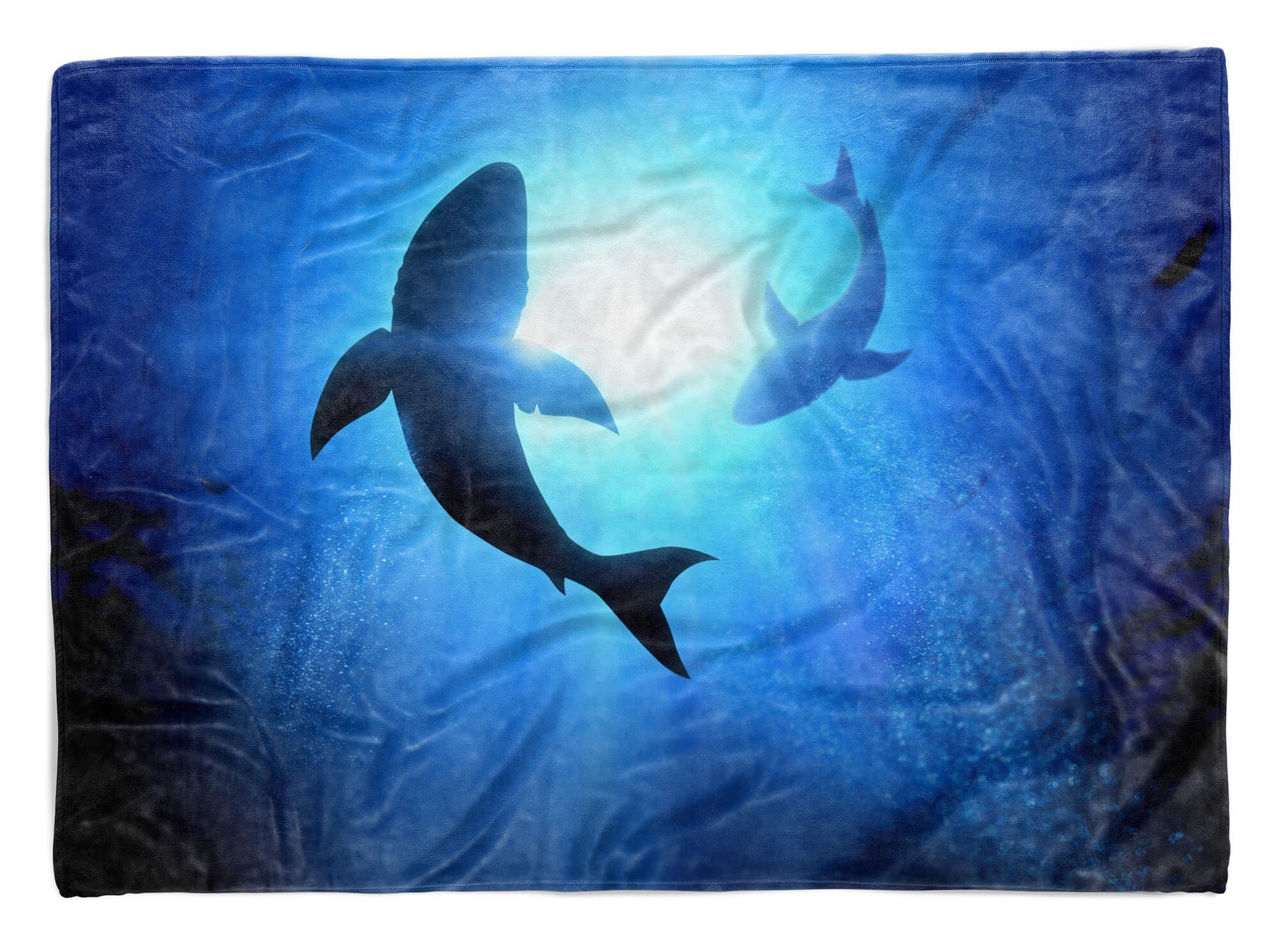 Handtücher Handtuch Strandhandtuch Saunatuch Kuscheldecke mit Tiermotiv Hai unter Wasser, Baumwolle-Polyester-Mix (1-St), Handtuch