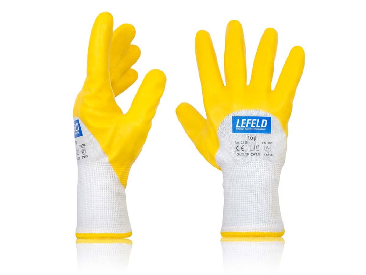 Lefeld Arbeitshandschuhe top Polyester-Strickhandschuhe Nitril beschichtet, Größe 7-11