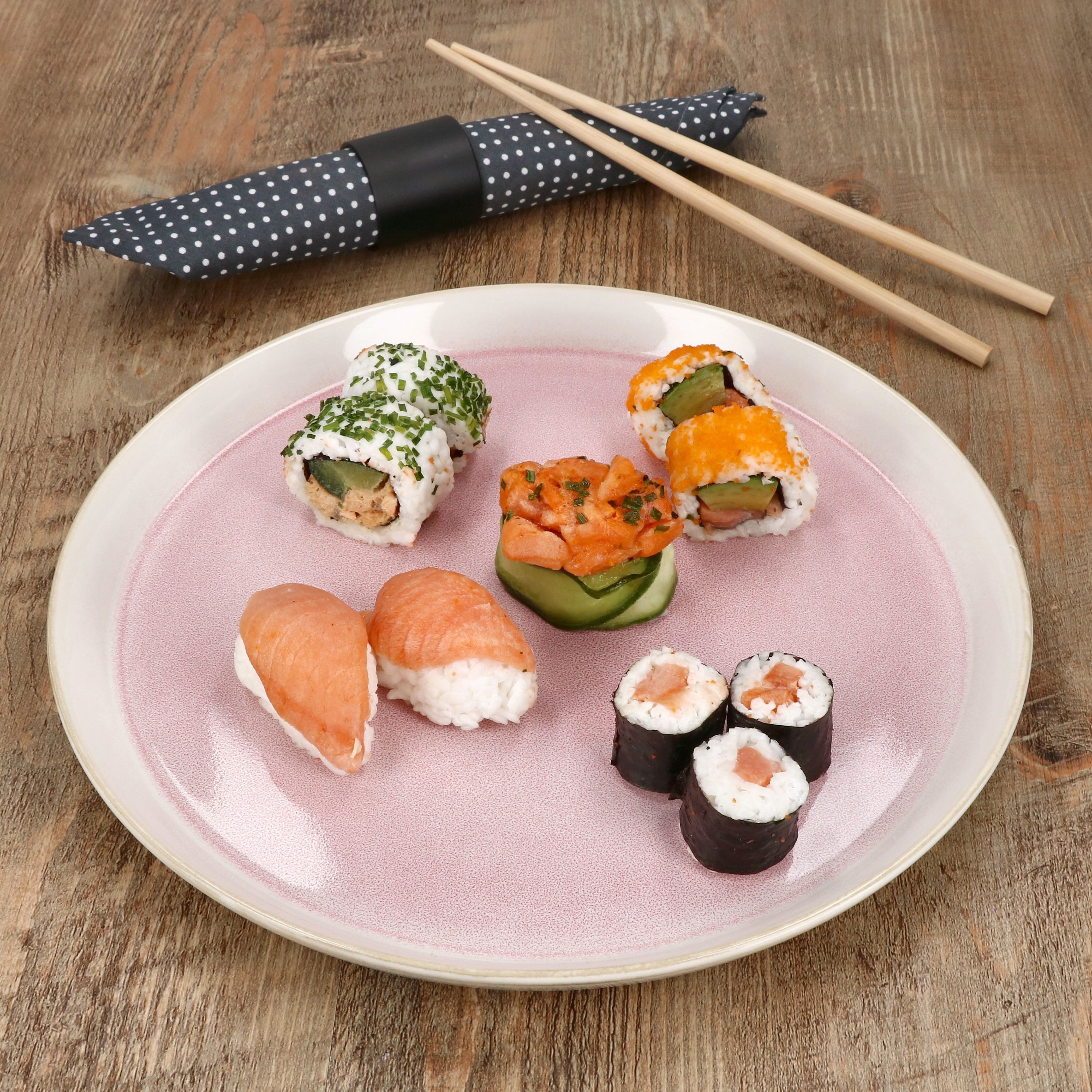 MamboCat Speiseteller 6x Reactive Glaze Paris Speiseteller 6 Personen Creme Pink Essteller