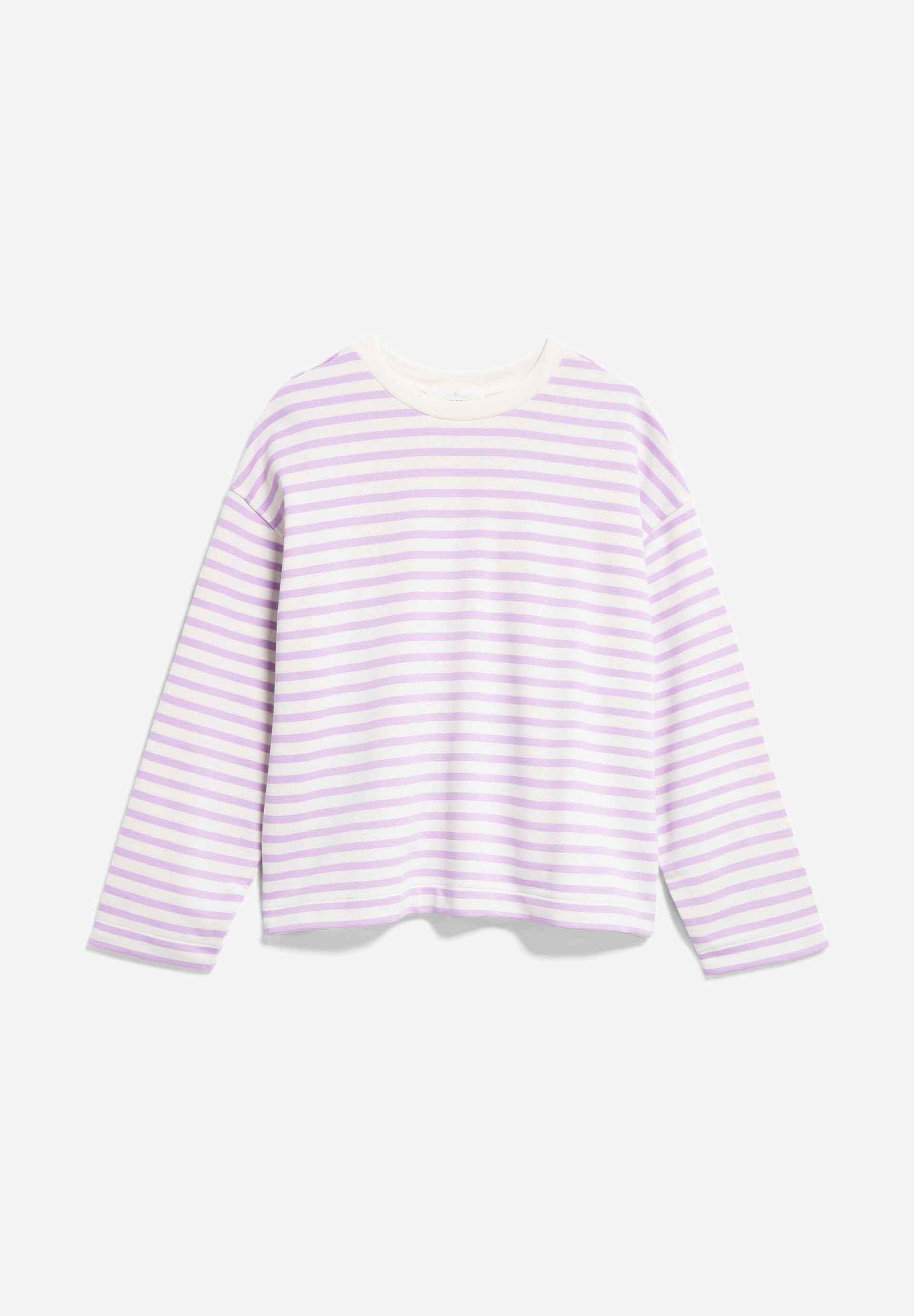 Armedangels Sweatshirt lavender FRANKAA (1-tlg) STRIPE MAARLEN light-undyed Damen