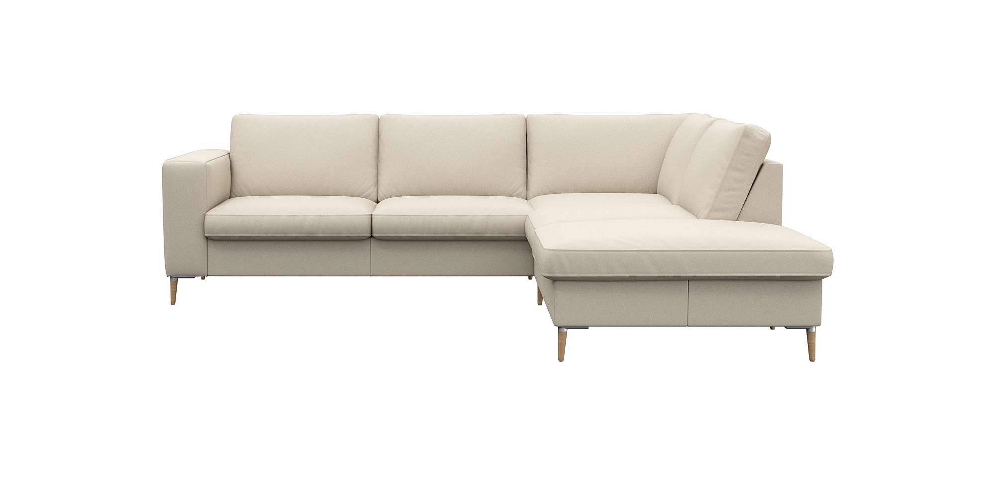 FLEXLUX Ecksofa Fiore, L-Form, breite Armlehnen, Füße Alu/Eiche, B/T 241/225 cm, Kaltschaum im Sitz