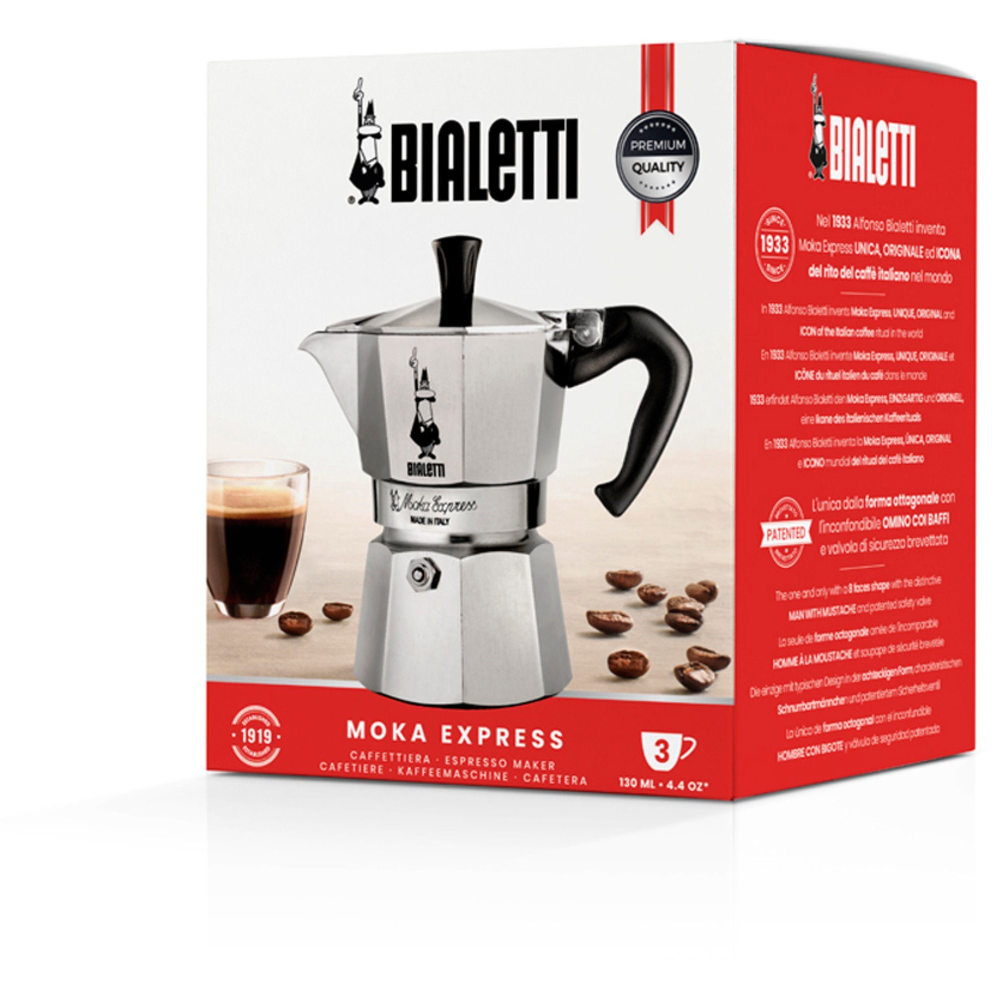 Bialetti Express, (3 Moka Kaffeebereiter Espressomaschine, BIALETTI