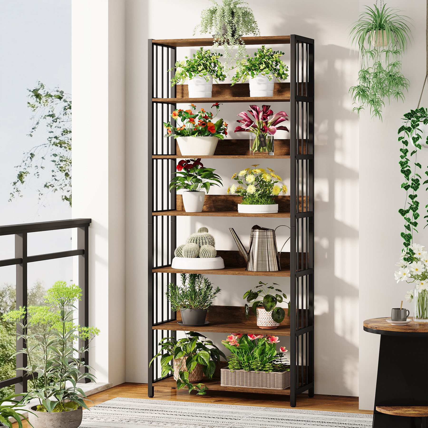 Tribesigns Bücherregal 190 cm Standregal mit 6 Ebenen, industriell Aufbewahrungsregal – Bild 5 von 5