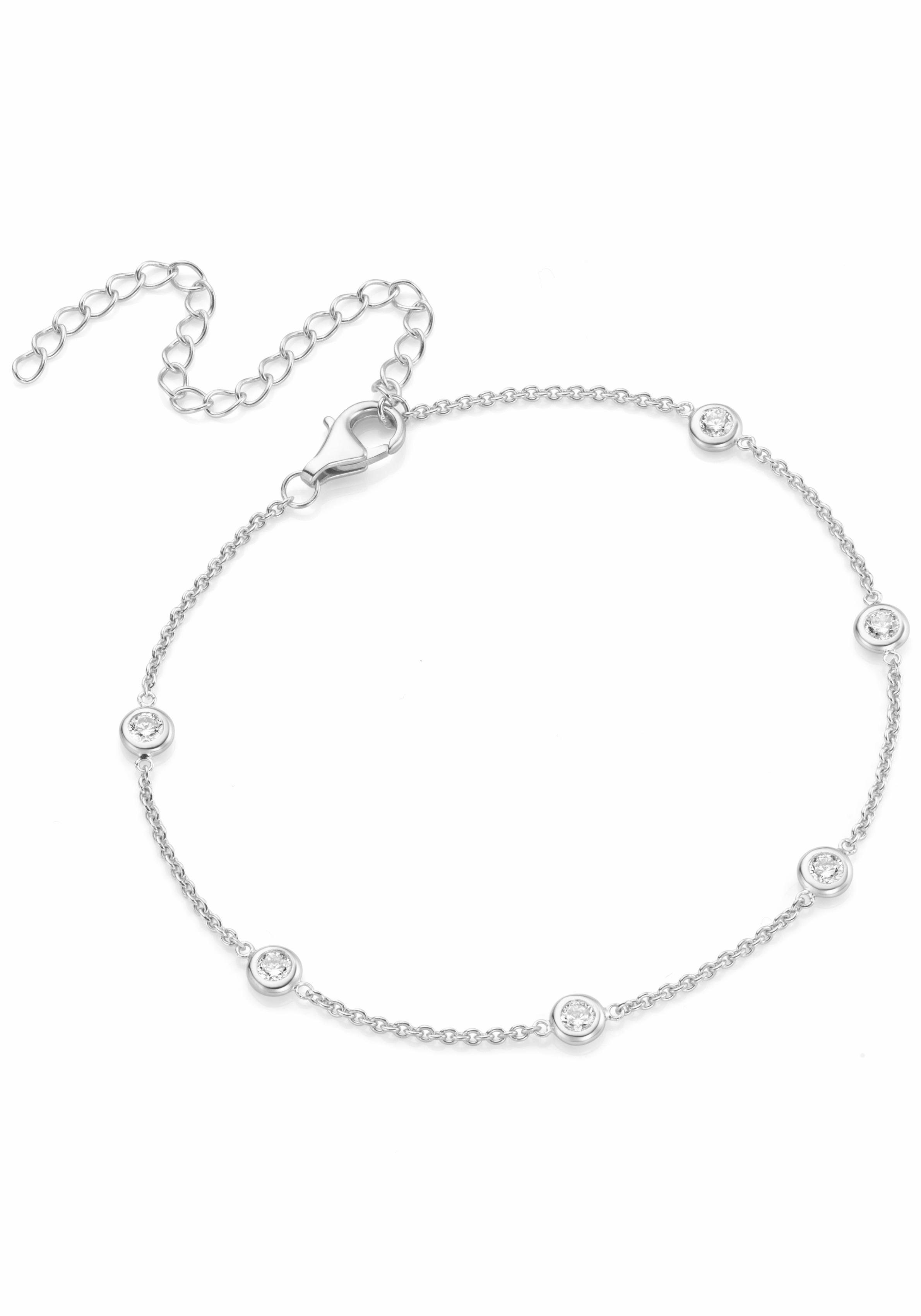 Firetti Fußkette Schmuck Geschenk Silber 925 Körperschmuck Ankerkette, mit Zirkonia (synth)