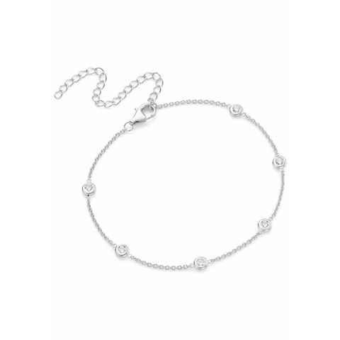 Firetti Fußkette Schmuck Geschenk Silber 925 Körperschmuck Ankerkette, mit Zirkonia (synth)