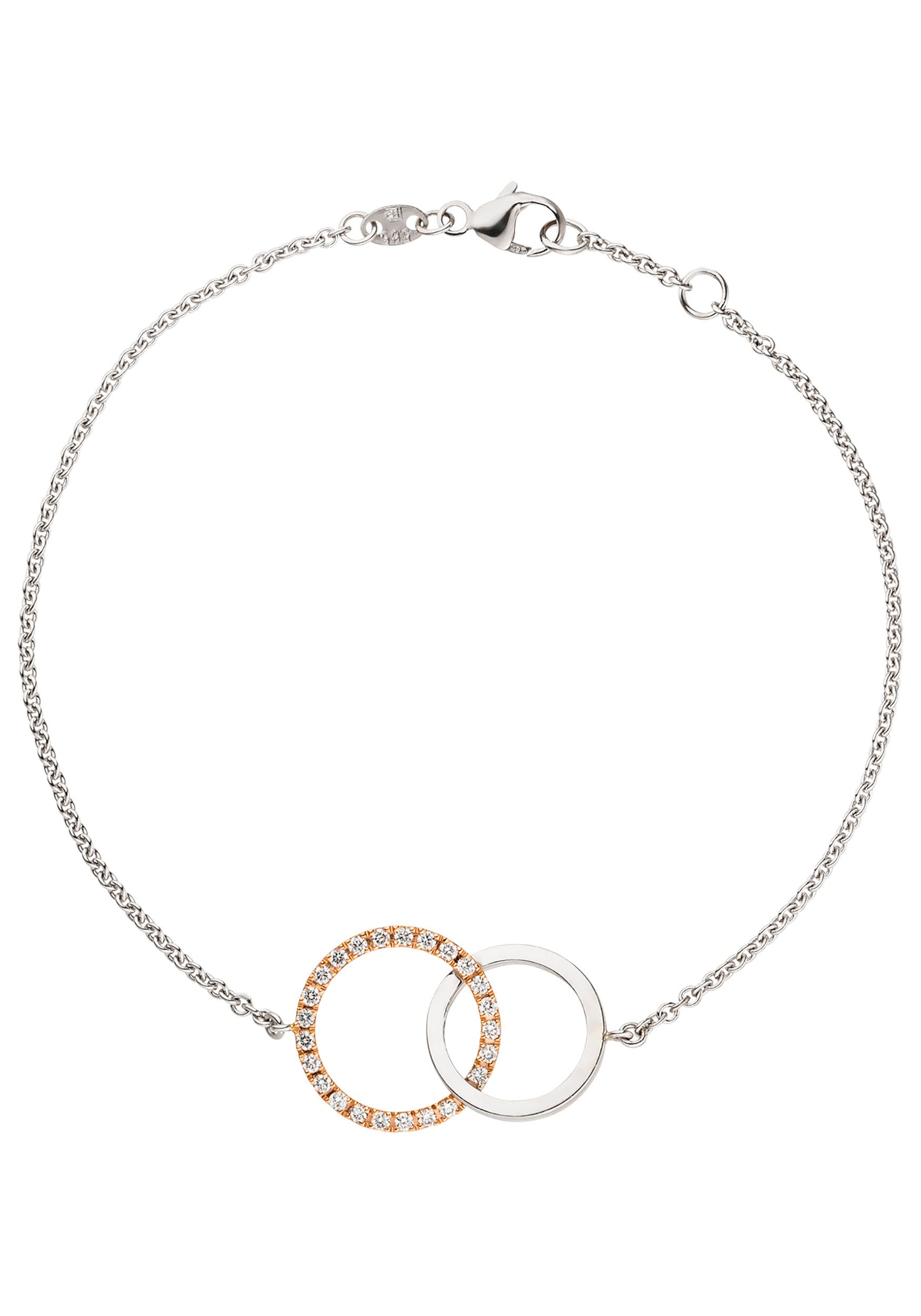 JOBO Armband Weißgoldarmband Diamantarmband, 585 Gold bicolor mit 25 Diamanten 19 cm