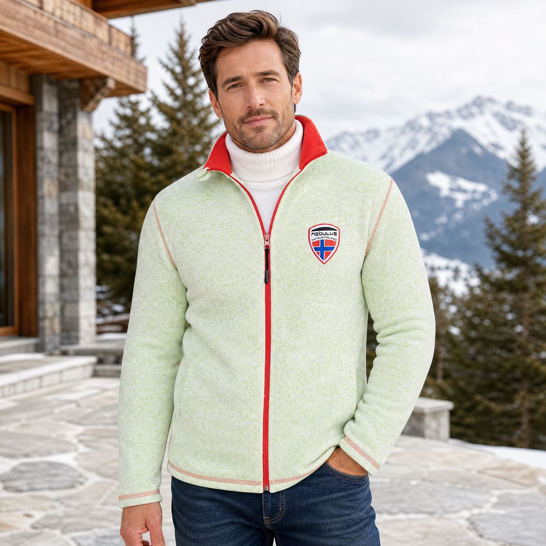 Nebulus Fleecejacke LANAI, P5158 - Herren, lime-rot, S