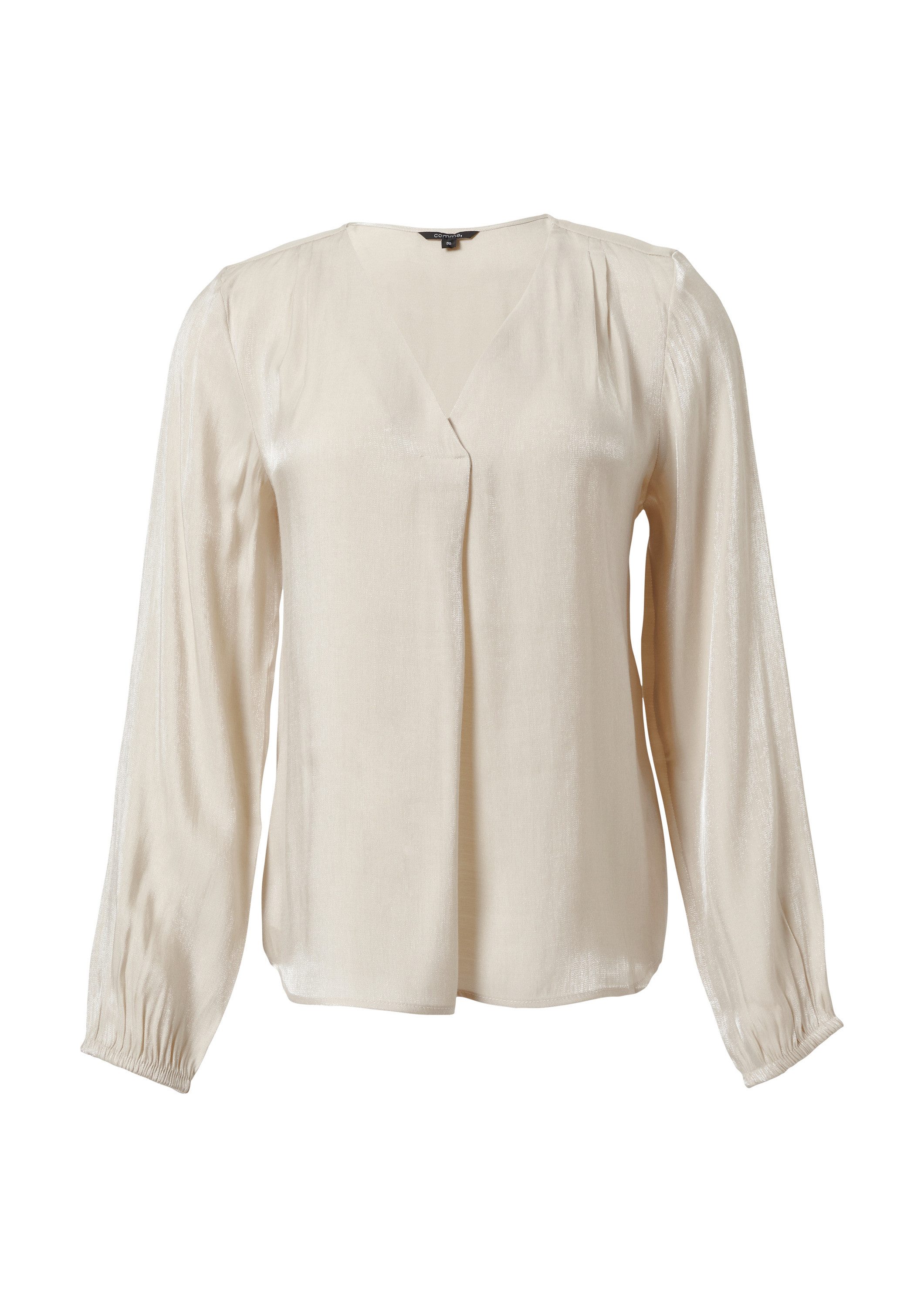 comma Langarmbluse Bluse Schimmernde Bluse mit Faltendetails günstig online kaufen